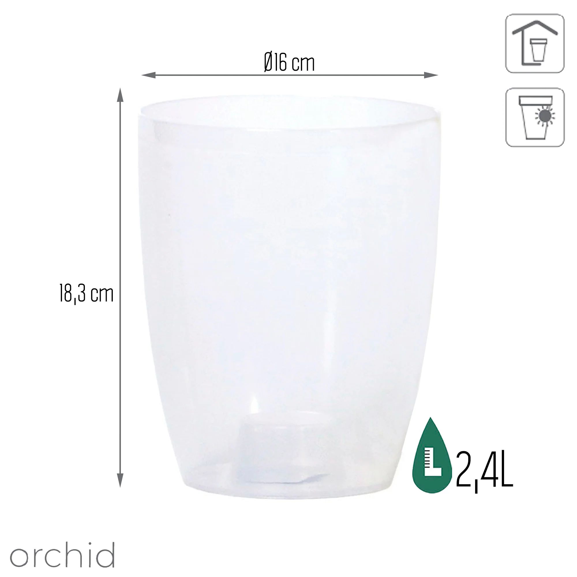 Maceta Coubi Orchid 2,4l., Dimensiones (mm) 160x160x183, Color Transparente Mate - Image 3