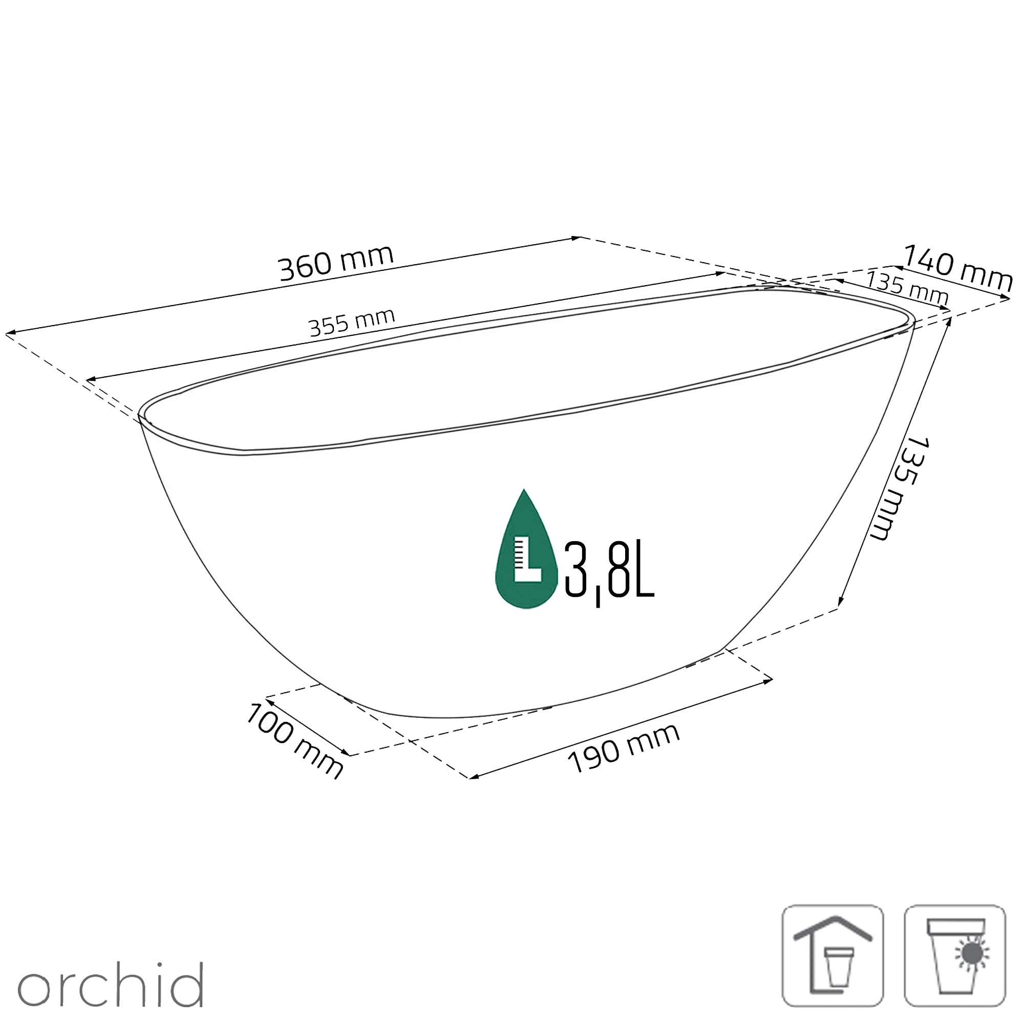 Maceta Coubi Orchid 3,8l., Dimensiones (mm) 360x150x132, Color Transparente - Image 3