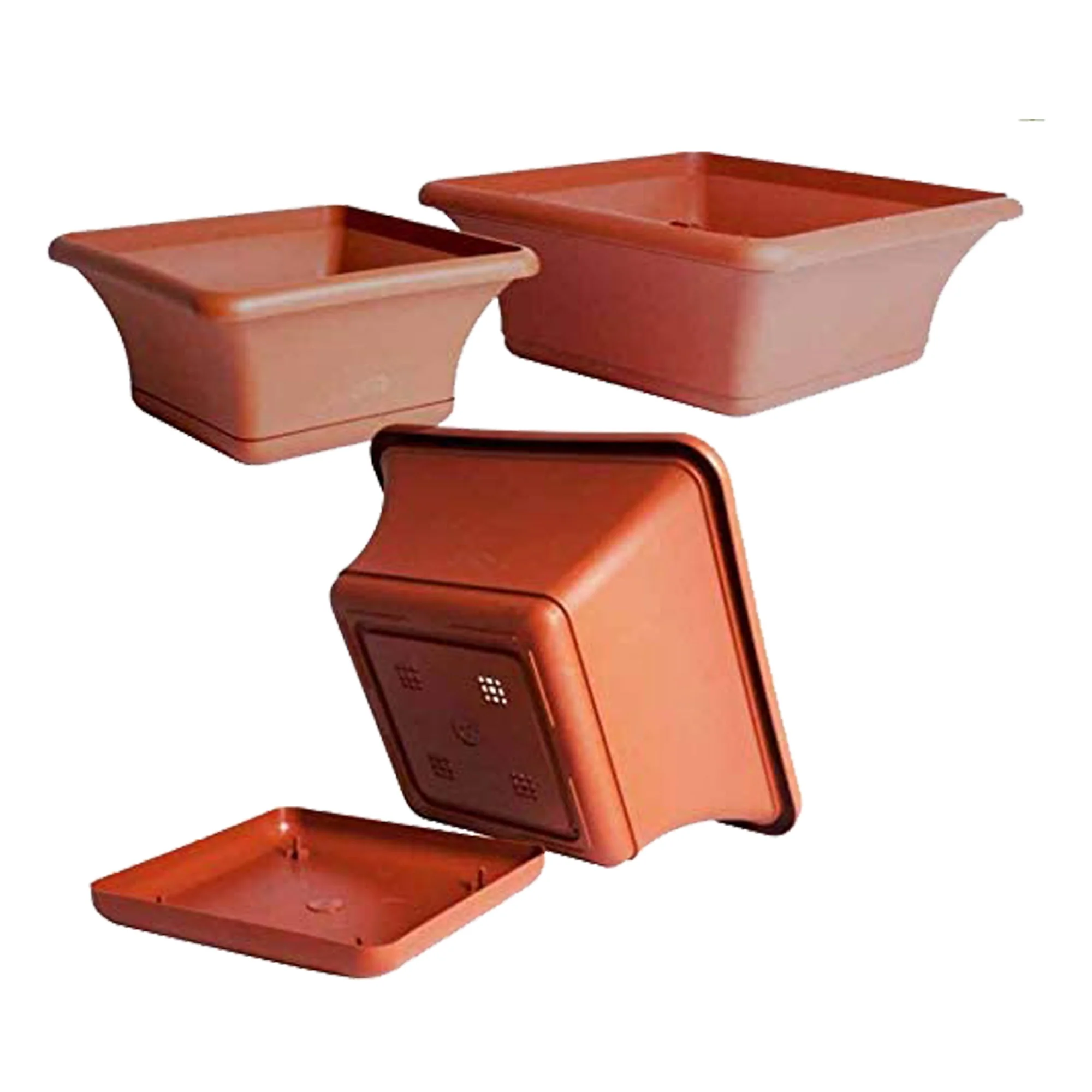 Maceta Cuadrada 30 Cm Con Platillo Terracota - Image 4