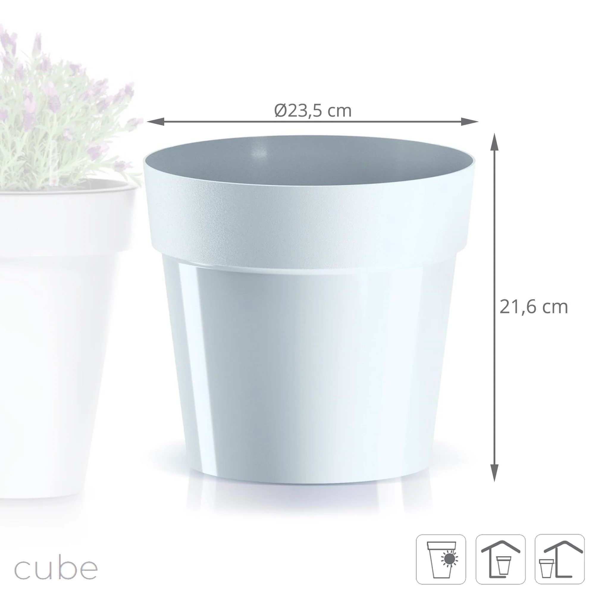 Maceta Cube Basic , Dimensiones (mm) 235x235x216, Color Blanco - Image 3