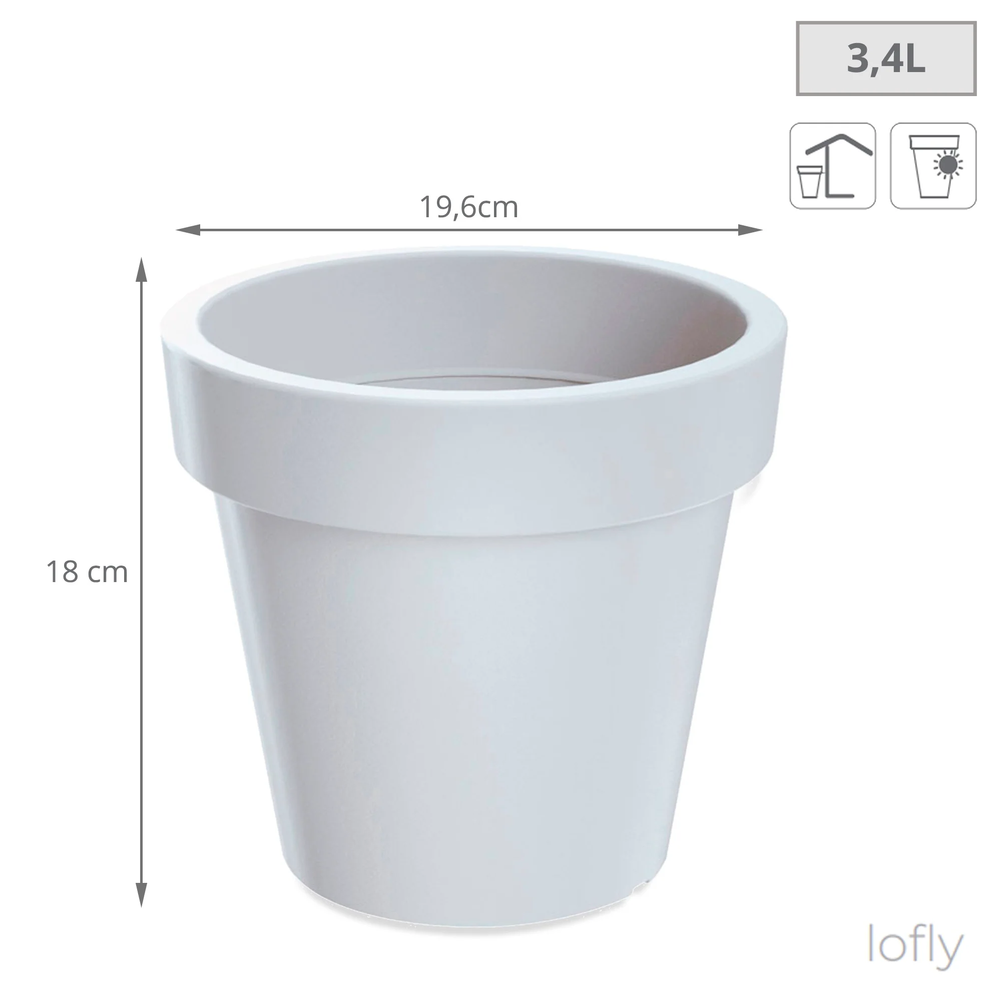 Maceta De Plastico Lofly En Color Blanco 19,6 (largo) X 19,6 (ancho) X 18,1 (alto) Cm - Image 2