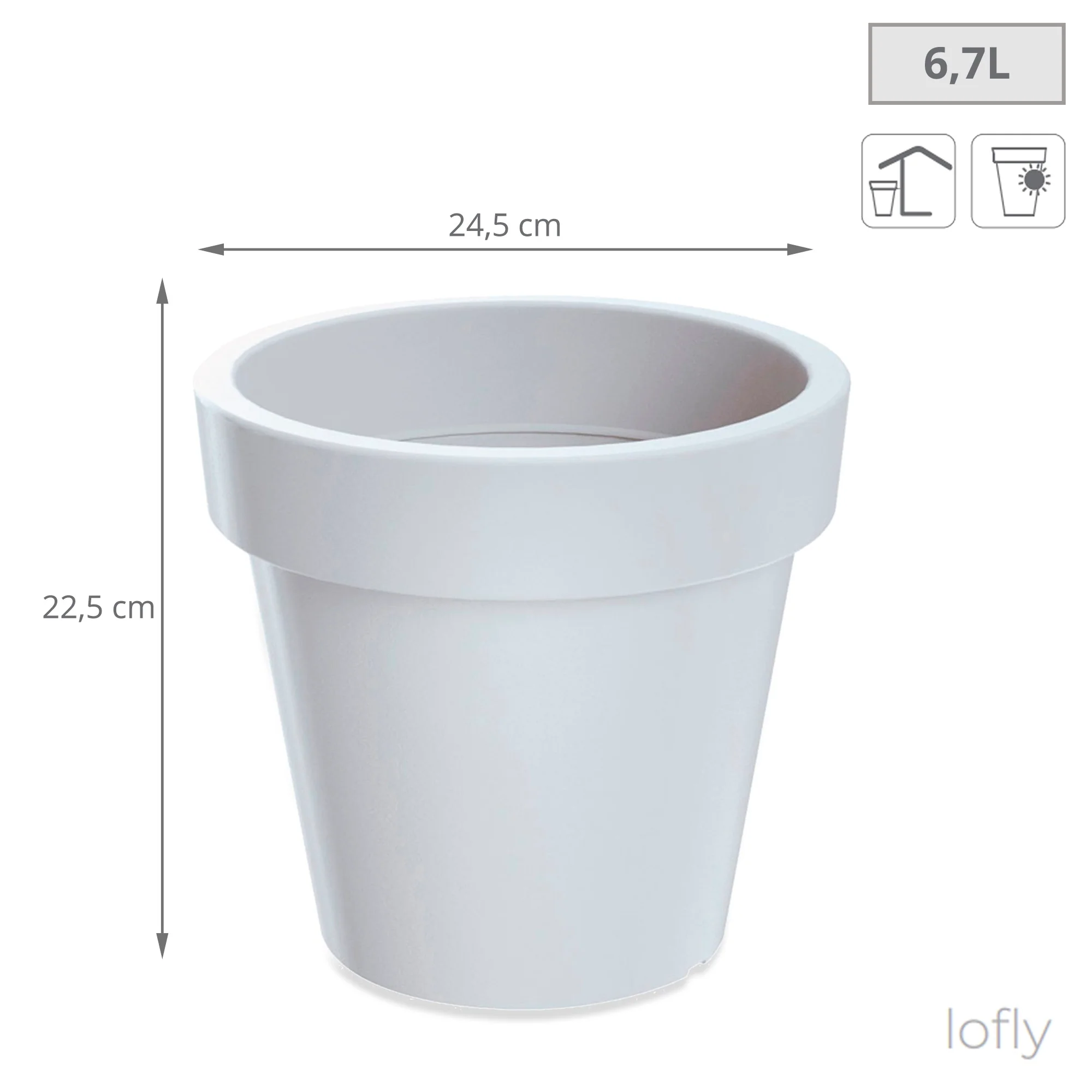 Maceta De Plastico Lofly En Color Blanco 24,5 (largo) X 24,5 (ancho) X 22,5 (alto) Cm - Image 2