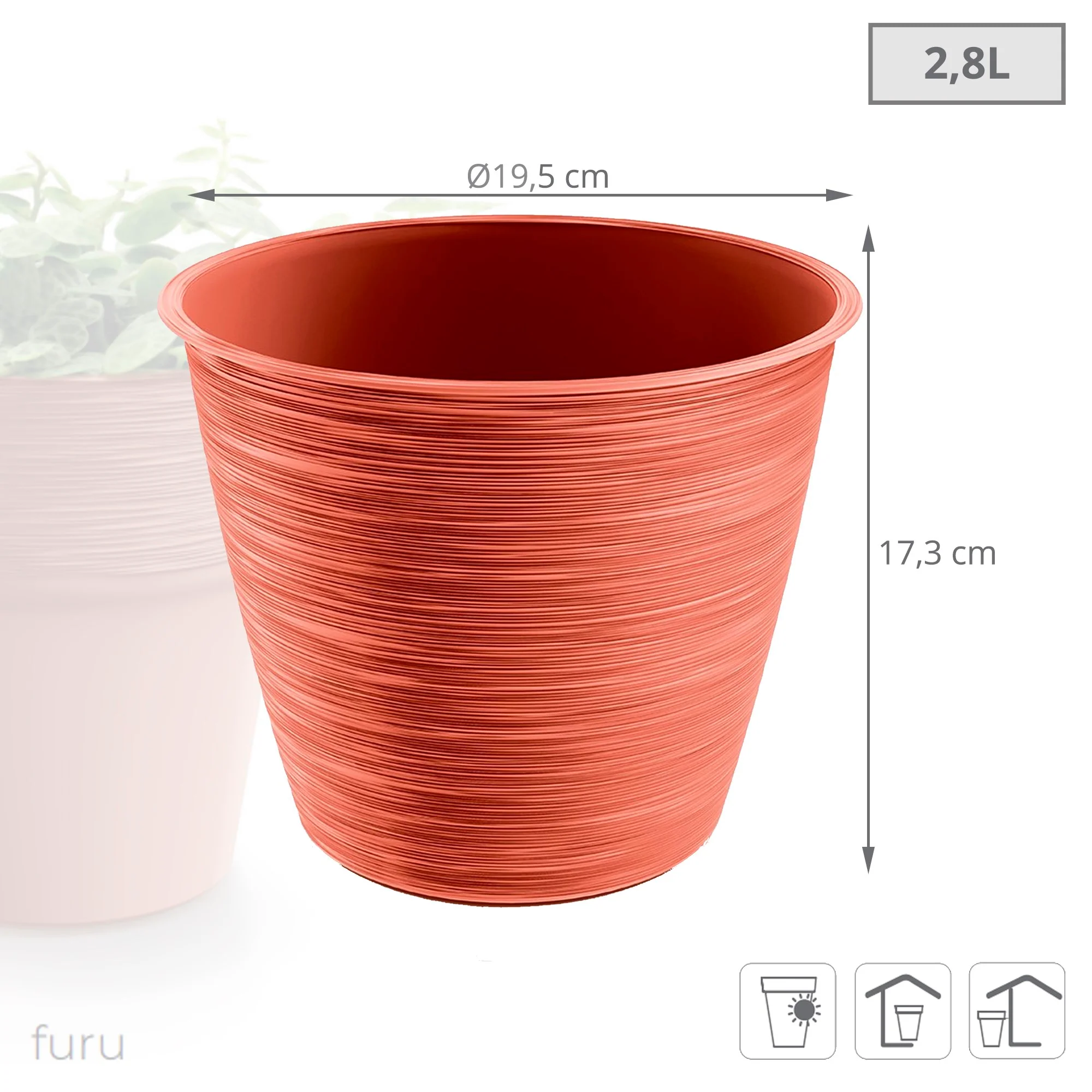 Maceta Furu 2,8l., Dimensiones (mm) 195x195x173, Color Cobre - Image 3