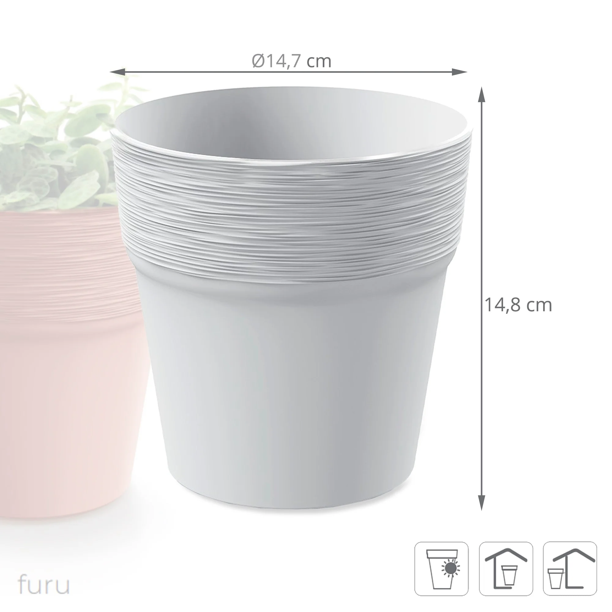 Maceta Furu , Dimensiones (mm) 147x147x148, Color Blanco - Image 2