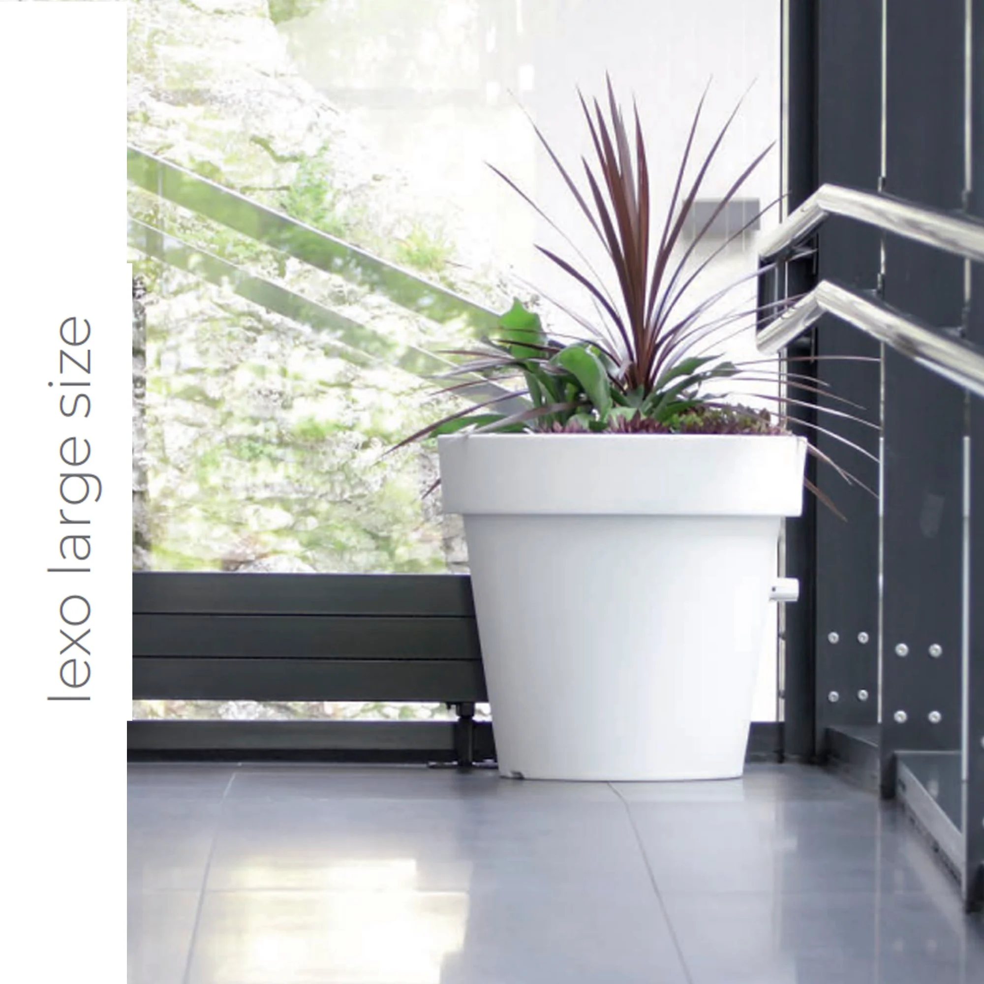 Maceta Lexo Round 212l., Dimensiones (mm) 800x800x740, Color Gris Piedra - Image 2