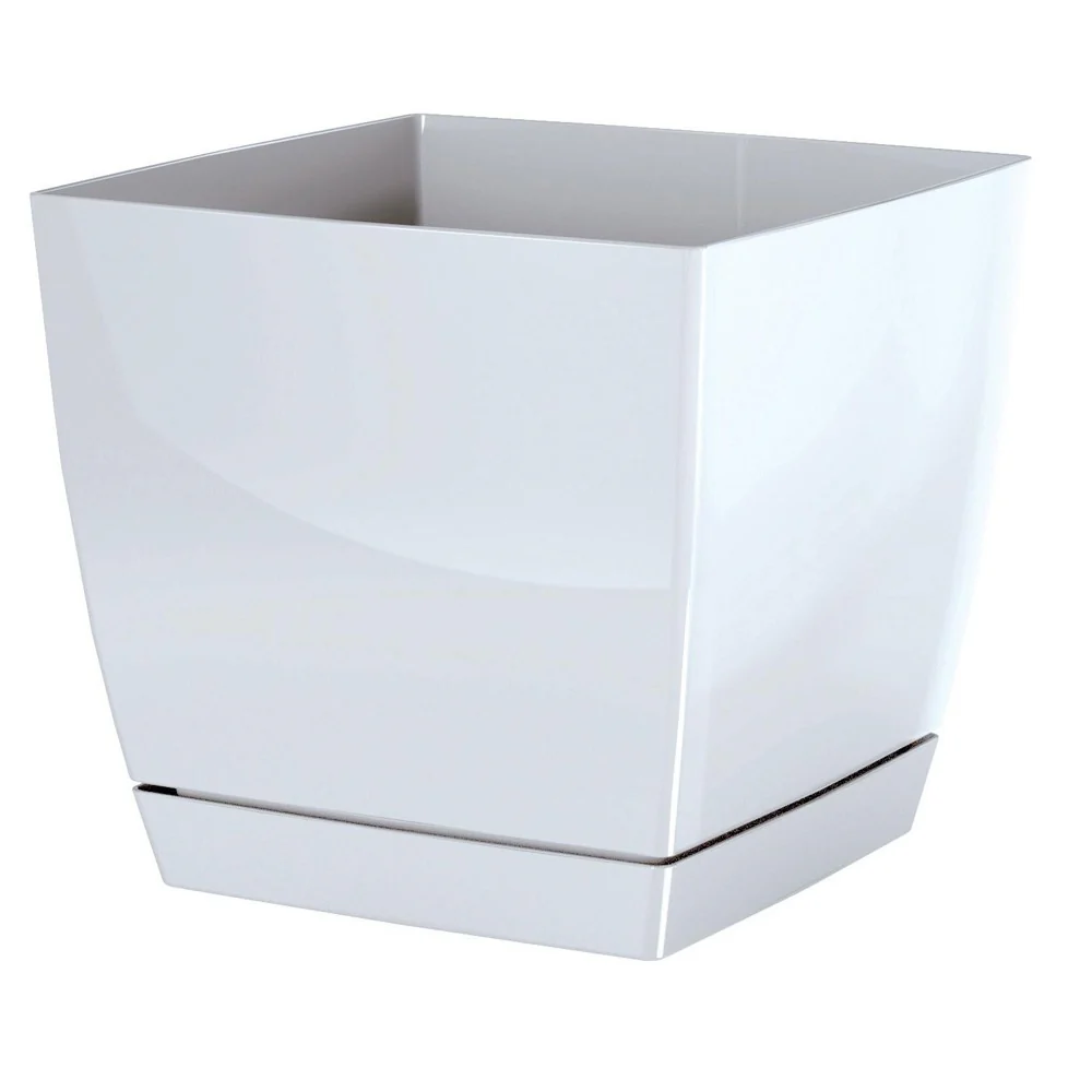 Maceta Mod. Begonya Fresh Quadro Con Plato Incluido 13,5cm. Blanco