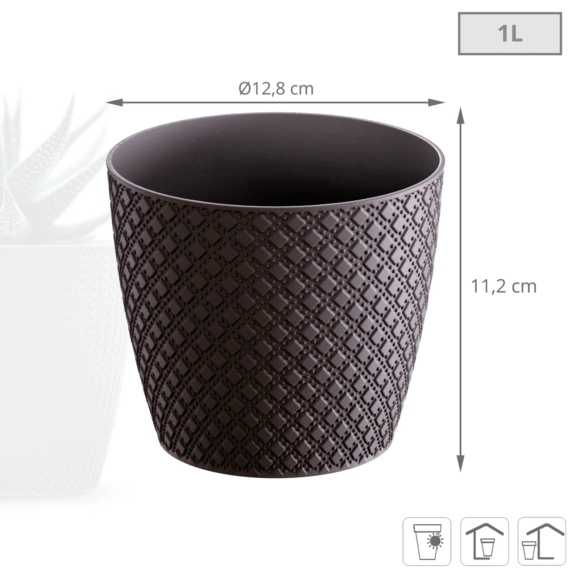 Maceta Orient 1l., Dimensiones (mm) 128x128x112, Color Antracita - Image 3