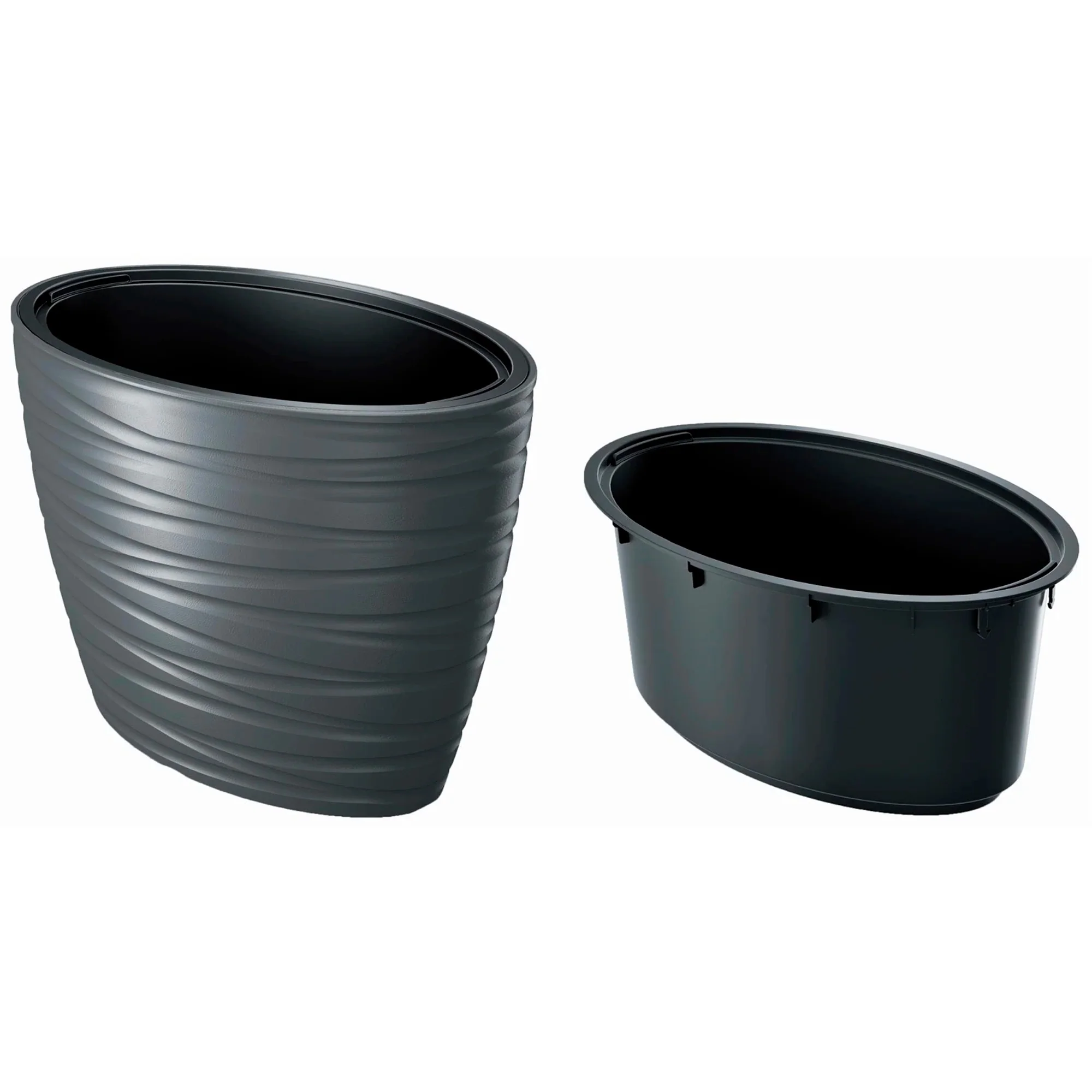 Maceta Ovalada Con Deposito 56l Maze De Plastico En Color Antracita 58,5 (largo) X 38,5 (ancho) X 42,3 (alto) Cm - Image 2