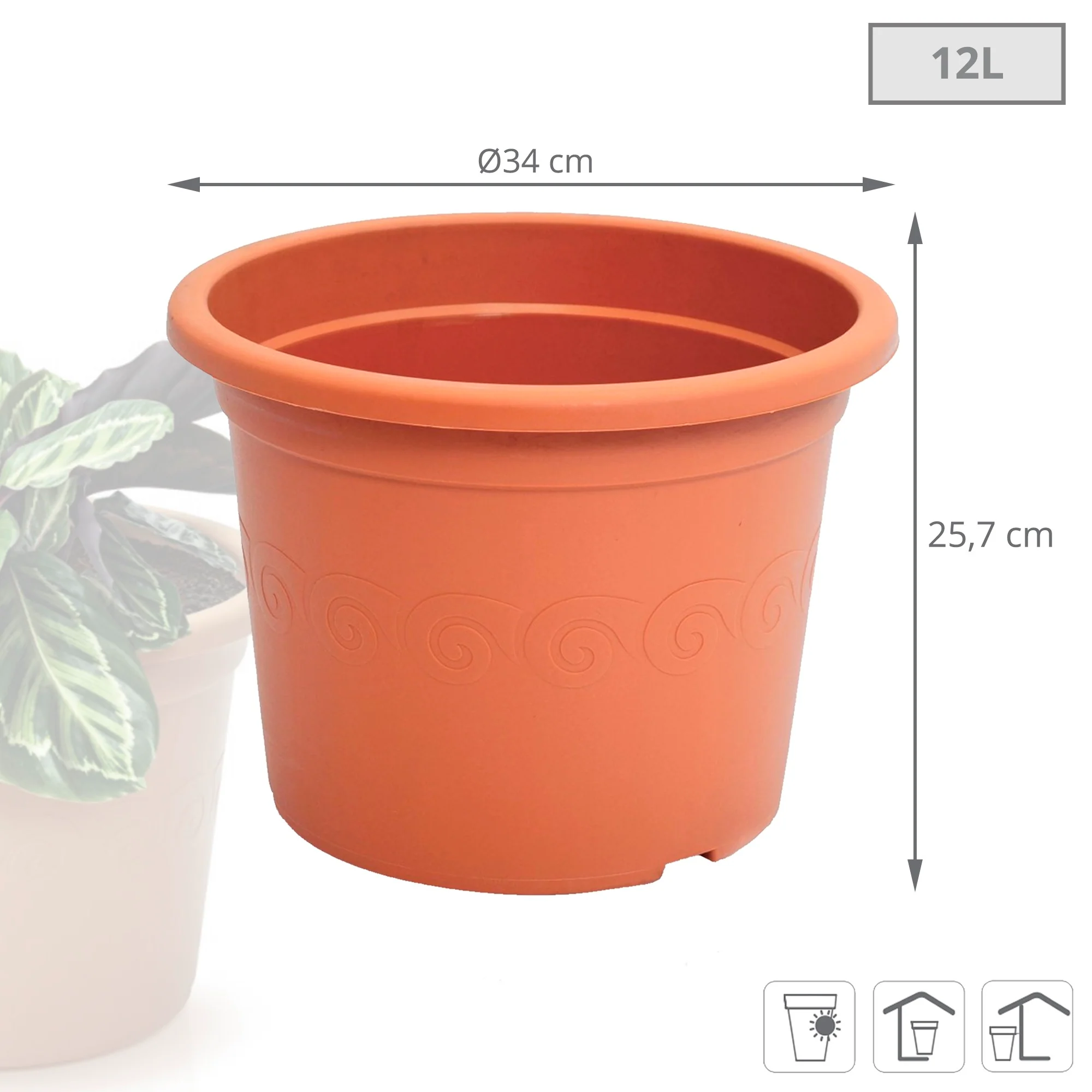 Maceta Plastica 12l., Dimensiones (mm) 340x340x257, Color Terracota - Image 3