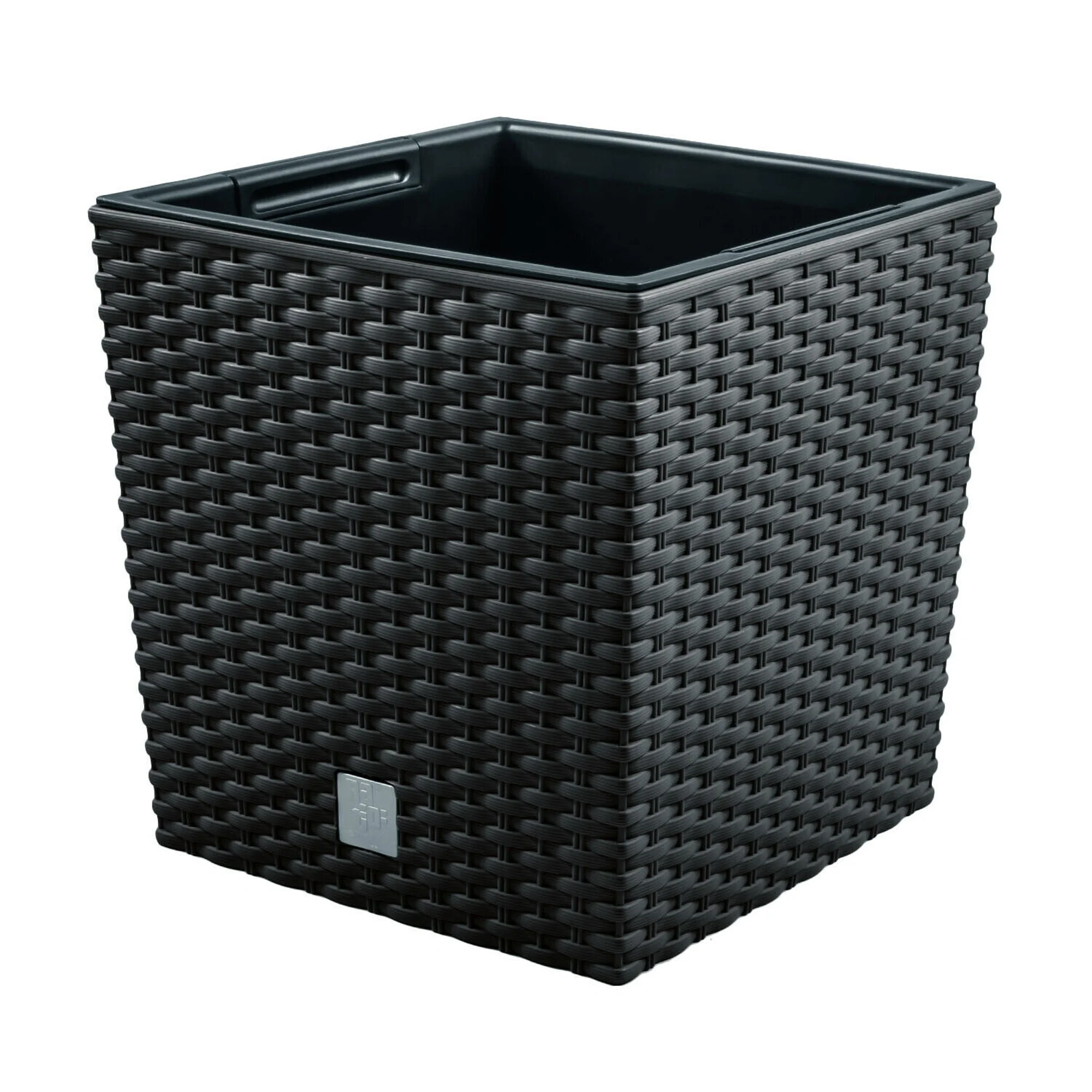 Maceta Rato 15,8 Litros Con Cubilete Para Plantar En Color Antracita 26,2 X 26,2 X 26,6 Cm.