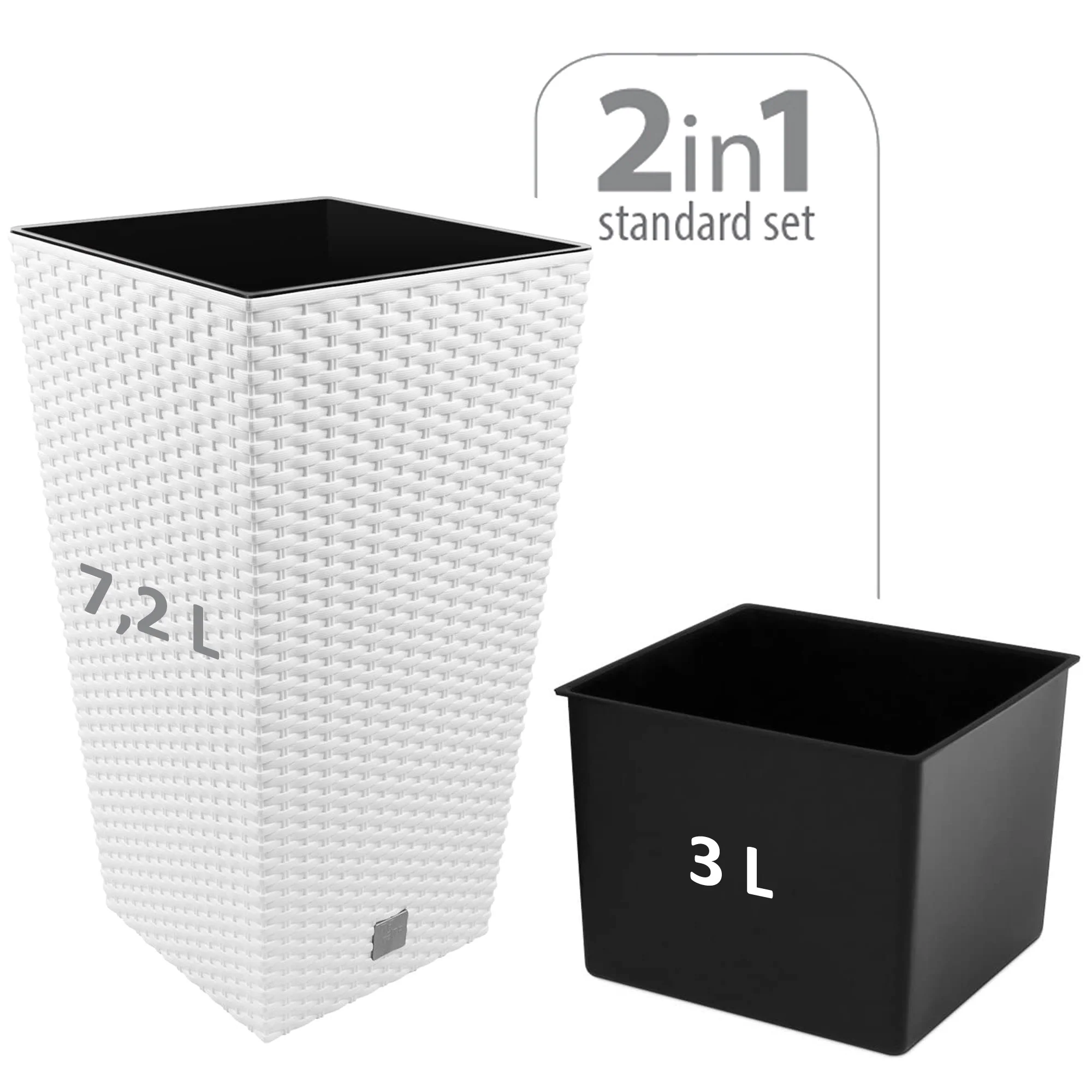 Maceta Rato De 7,2 Litros Con Inserto 17 X 17 X 32,4 Cm En Color Blanco - Image 2