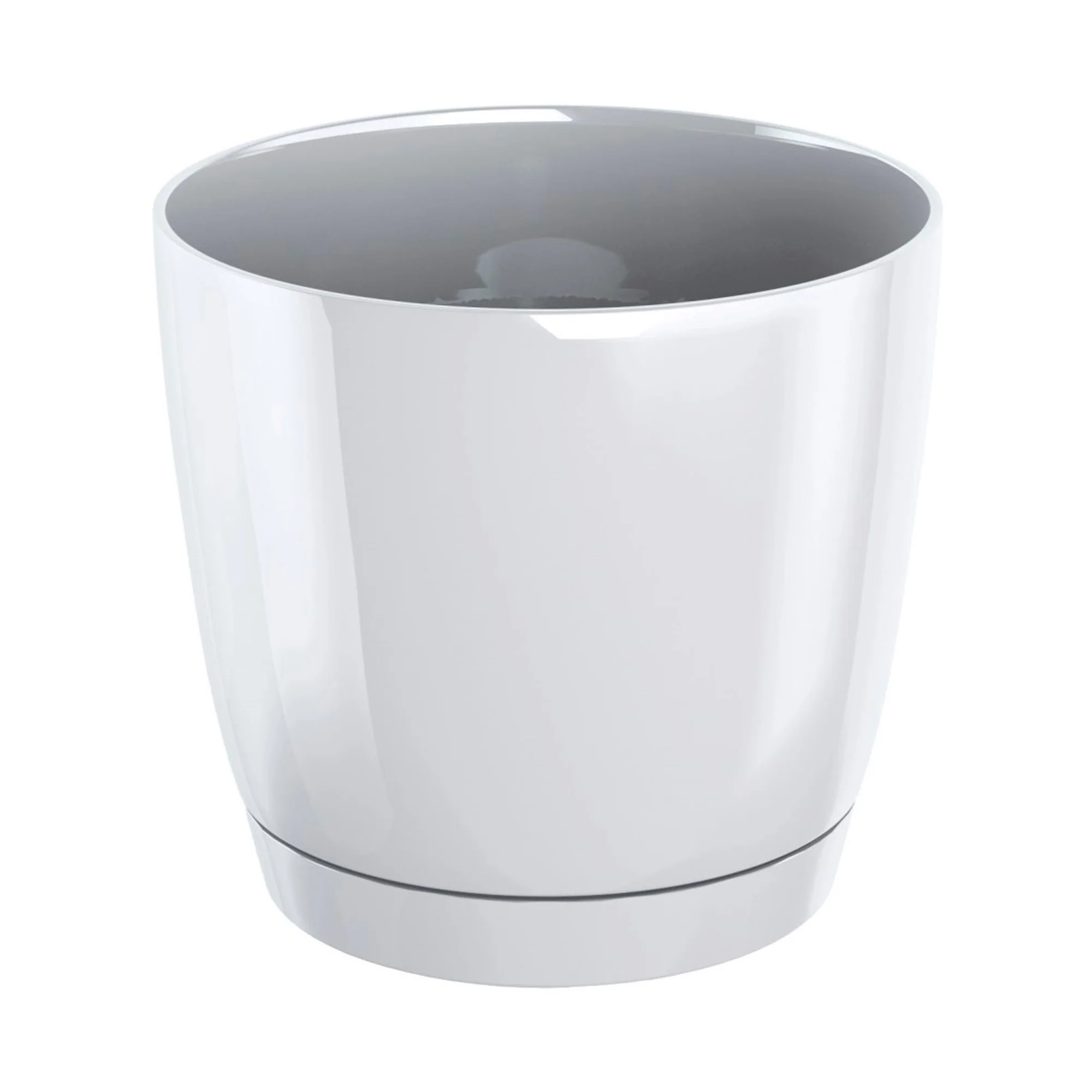 Maceta Redonda De Plastico Coubi Round P En Color Blanco 13,5 (largo) X 13,5 (ancho) X 12,4 (altura) Cm
