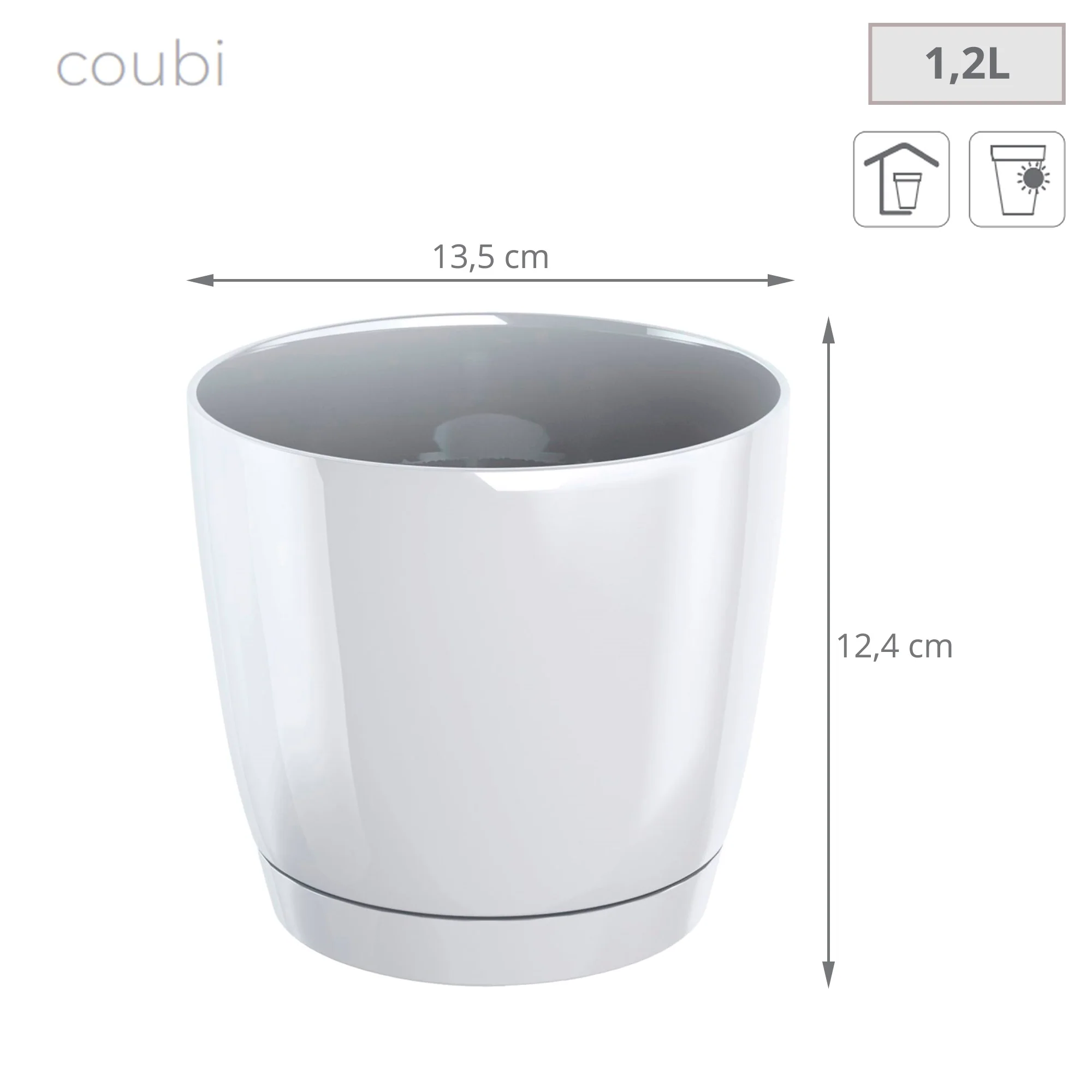 Maceta Redonda De Plastico Coubi Round P En Color Blanco 13,5 (largo) X 13,5 (ancho) X 12,4 (altura) Cm - Image 2
