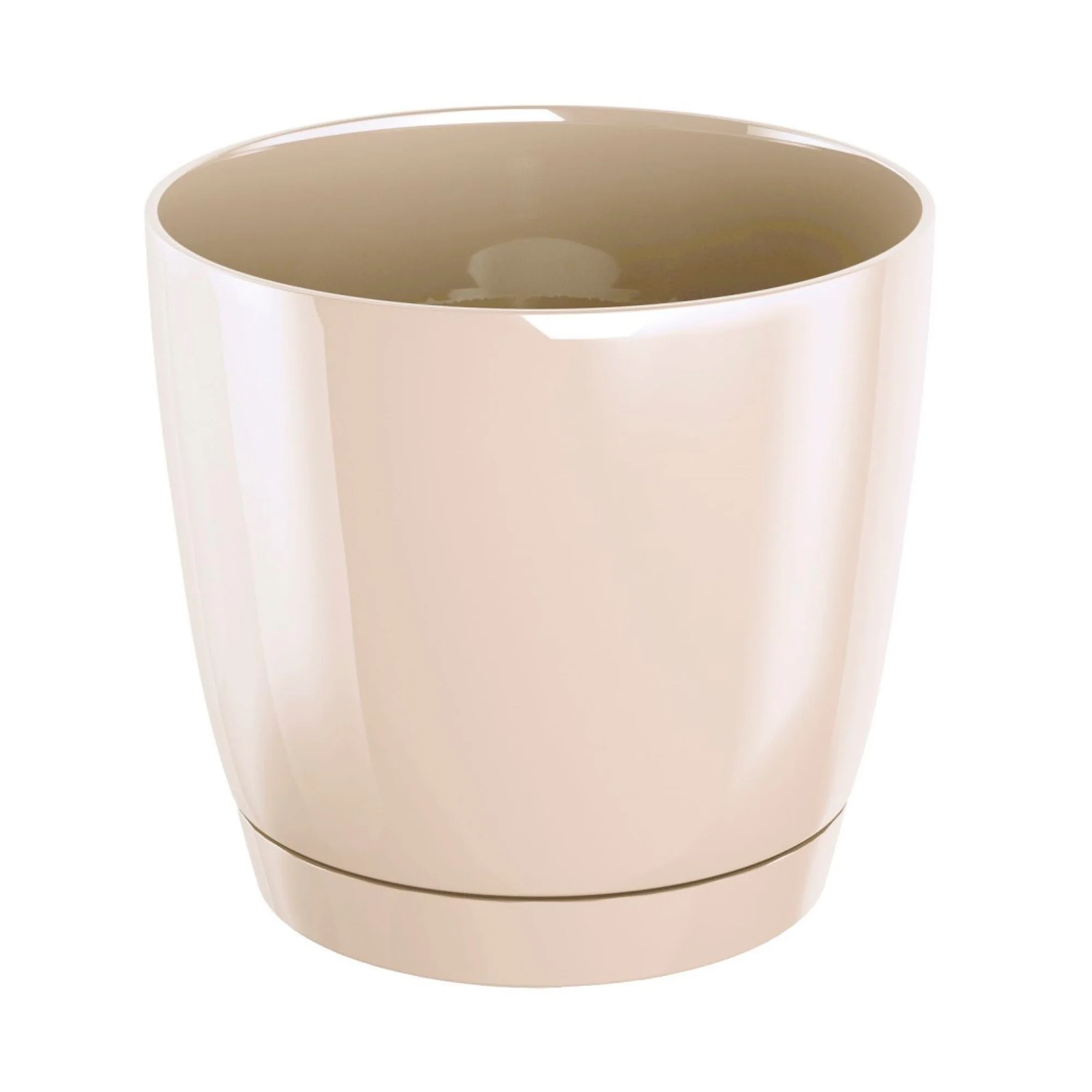 Maceta Redonda De Plastico Coubi Round P En Color Crema 12 (largo) X 12 (ancho) X 11 (altura) Cm