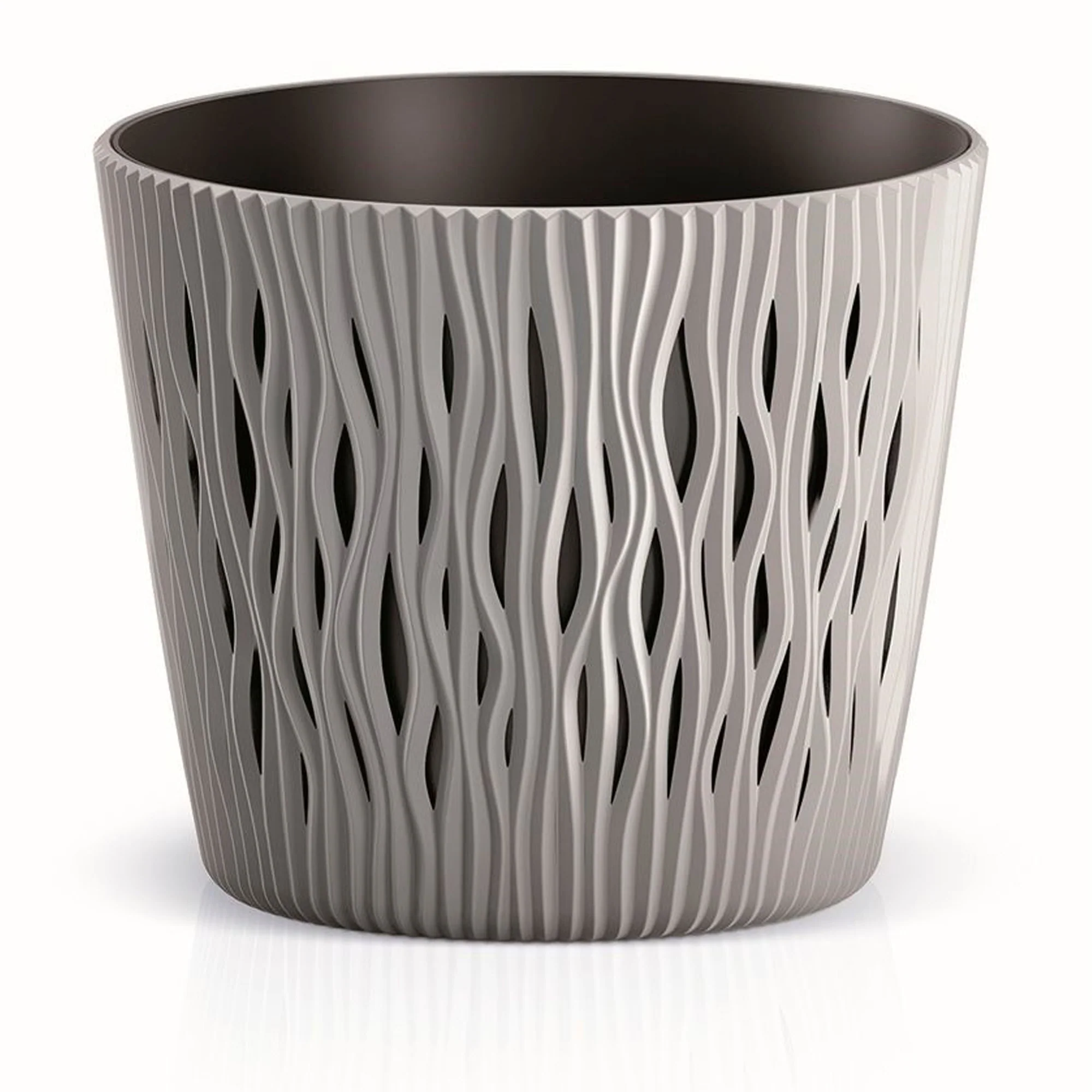 Maceta Redonda De Plastico Sandy Round En Color Gris 18,9 (largo) X 18,9 (ancho) X 16,5 (alto) Cm