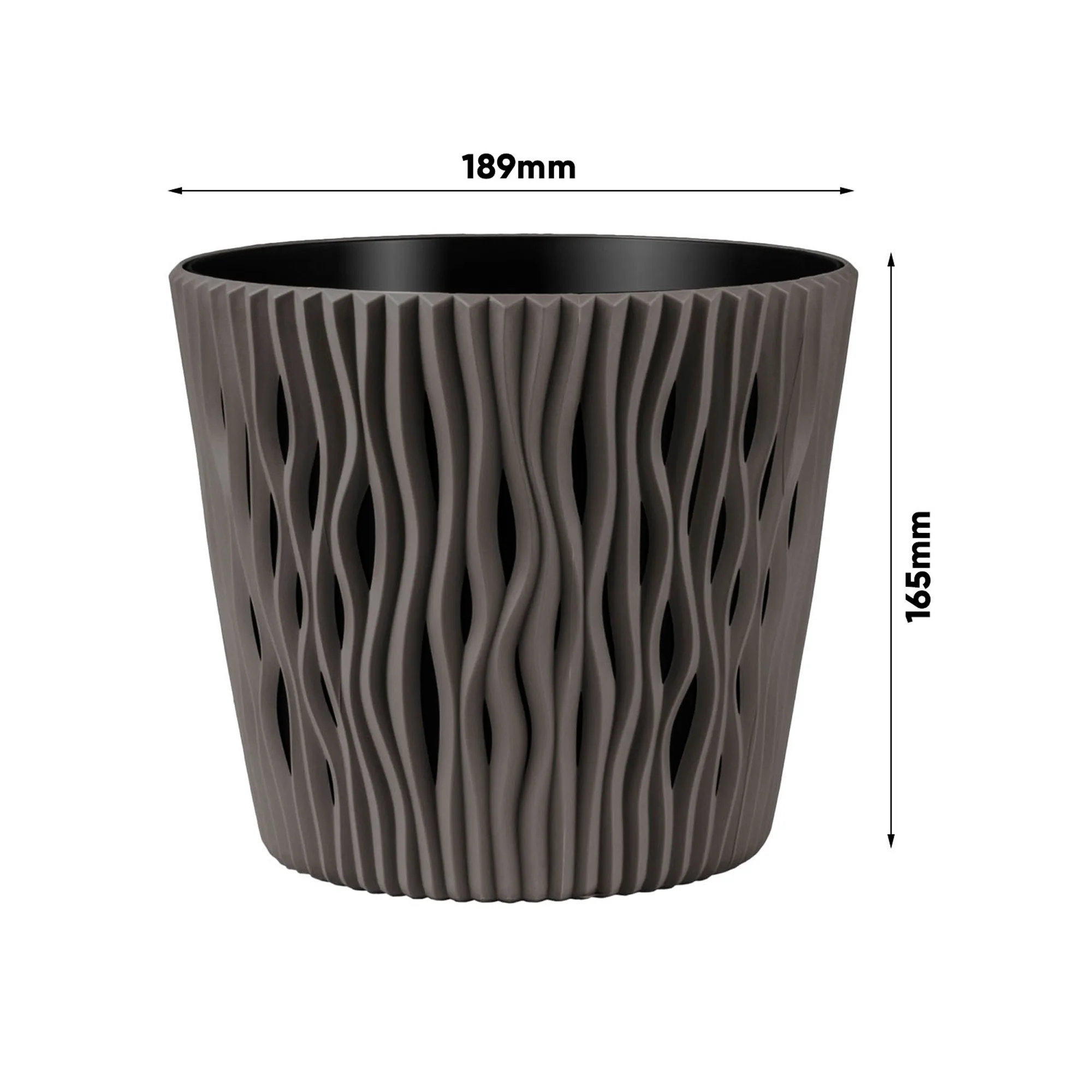 Maceta Redonda De Plastico Sandy Round En Color Gris 18,9 (largo) X 18,9 (ancho) X 16,5 (alto) Cm - Image 2