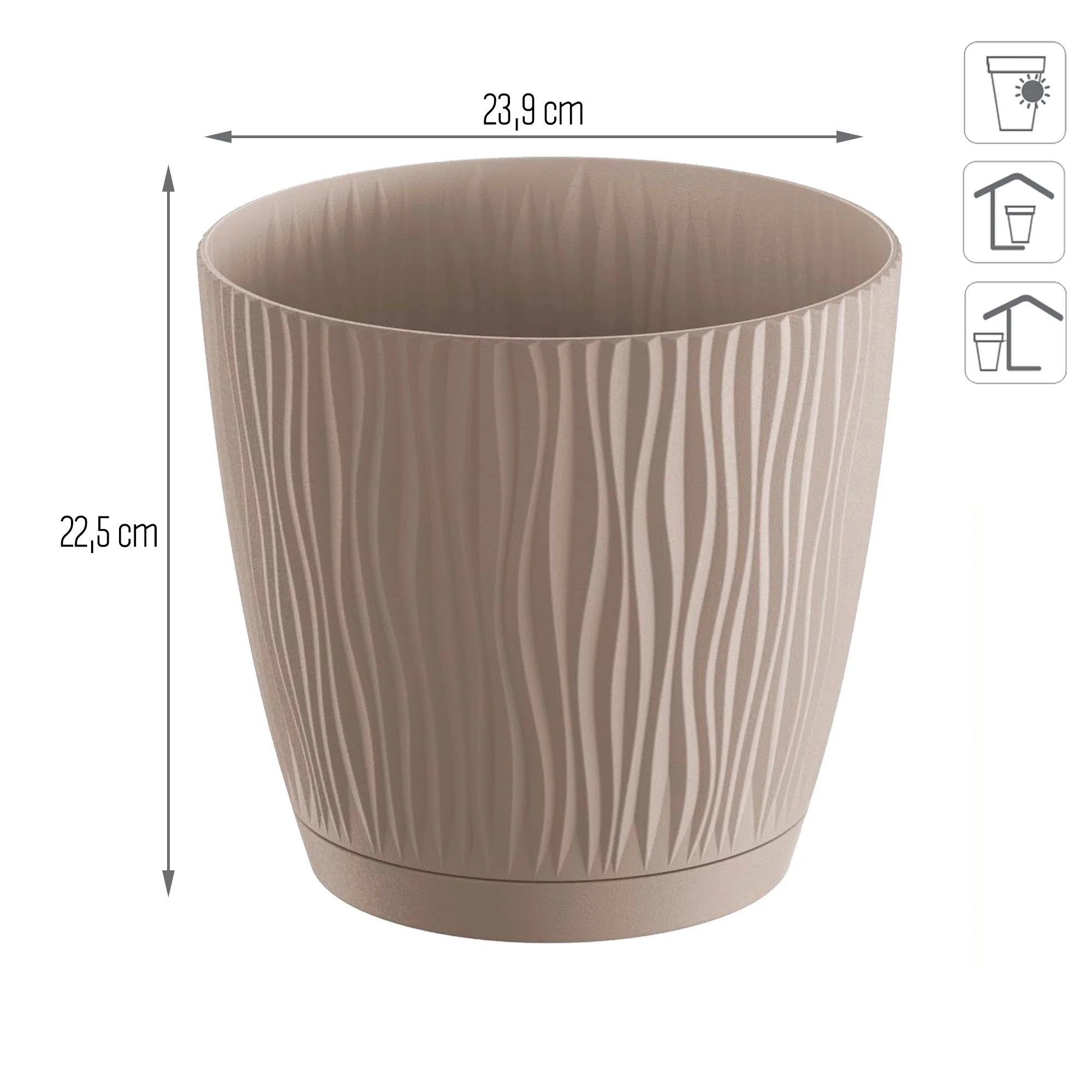 Maceta Sandy P, Dimensiones (mm) 239x239x225, Color Mocca - Image 3