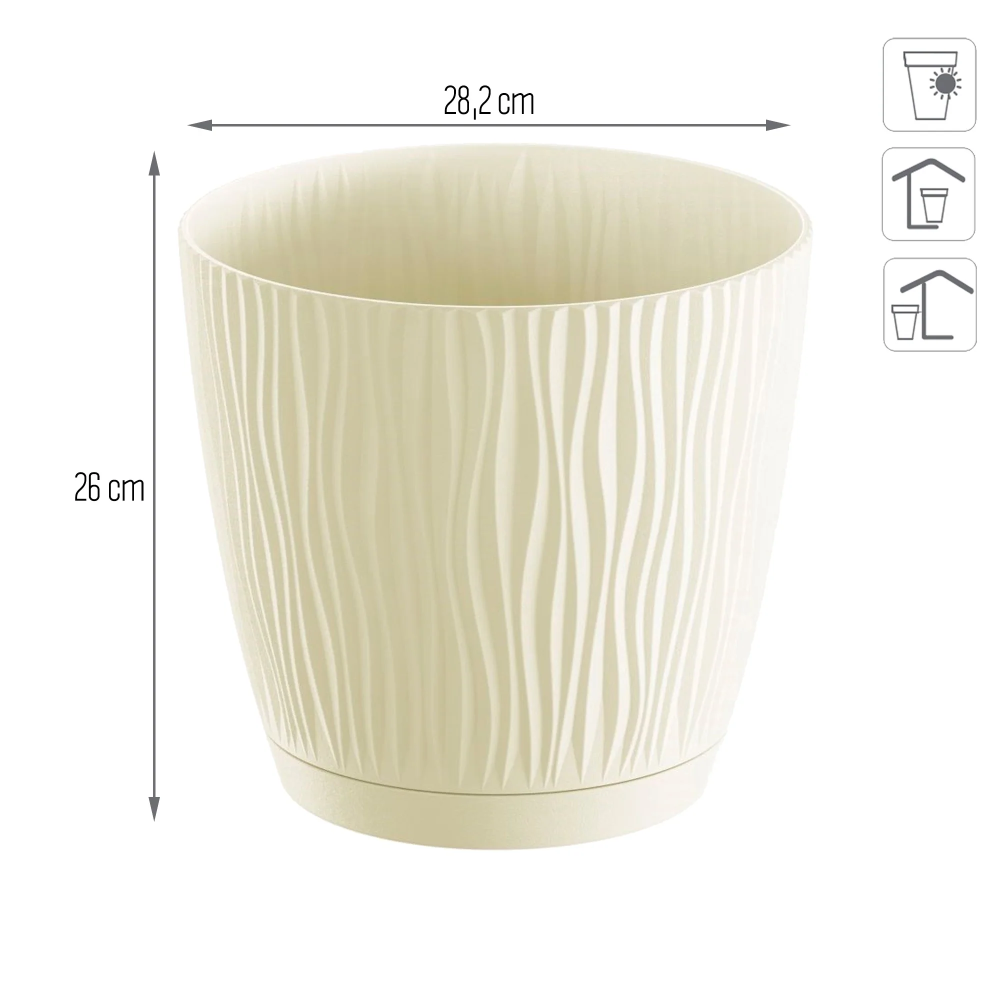 Maceta Sandy P, Dimensiones (mm) 282x282x260, Color Crema - Image 3