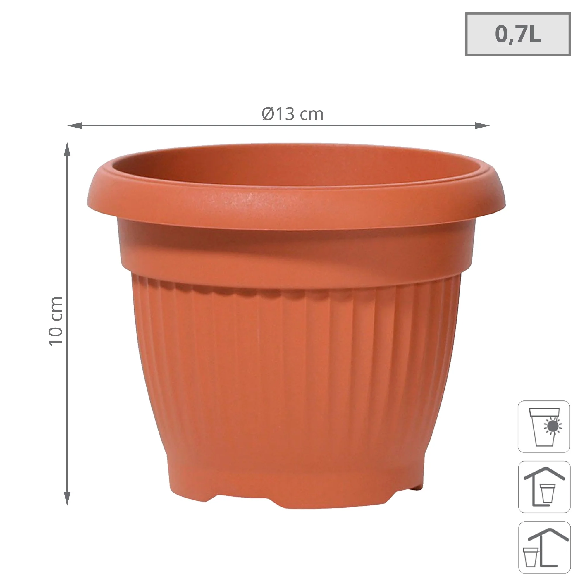 Maceta Terra 0,7l., Dimensiones (mm) 130x130x100, Color Terracota - Image 3
