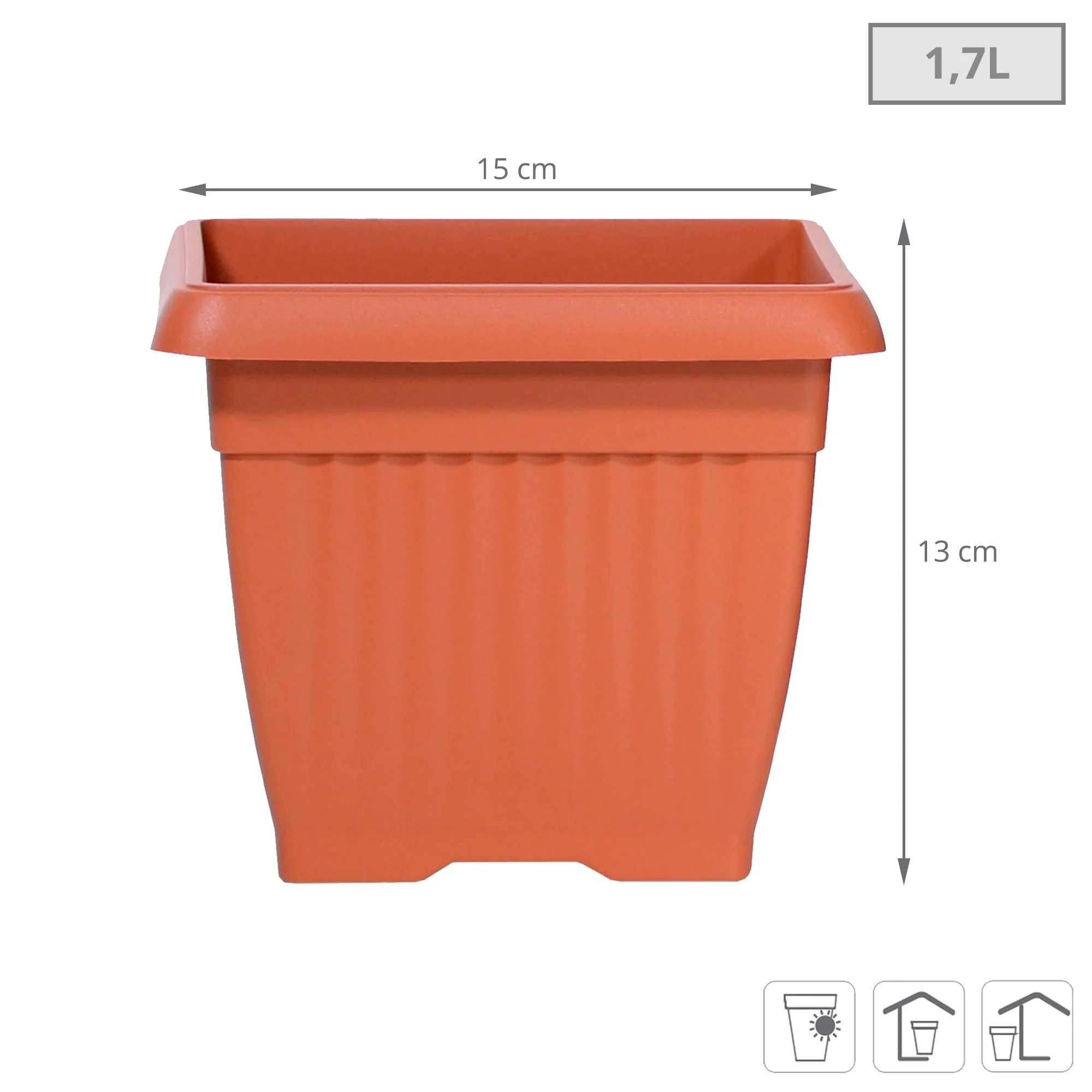 Maceta Terra 1,7l., Dimensiones (mm) 150x150x130, Color Terracota - Image 3