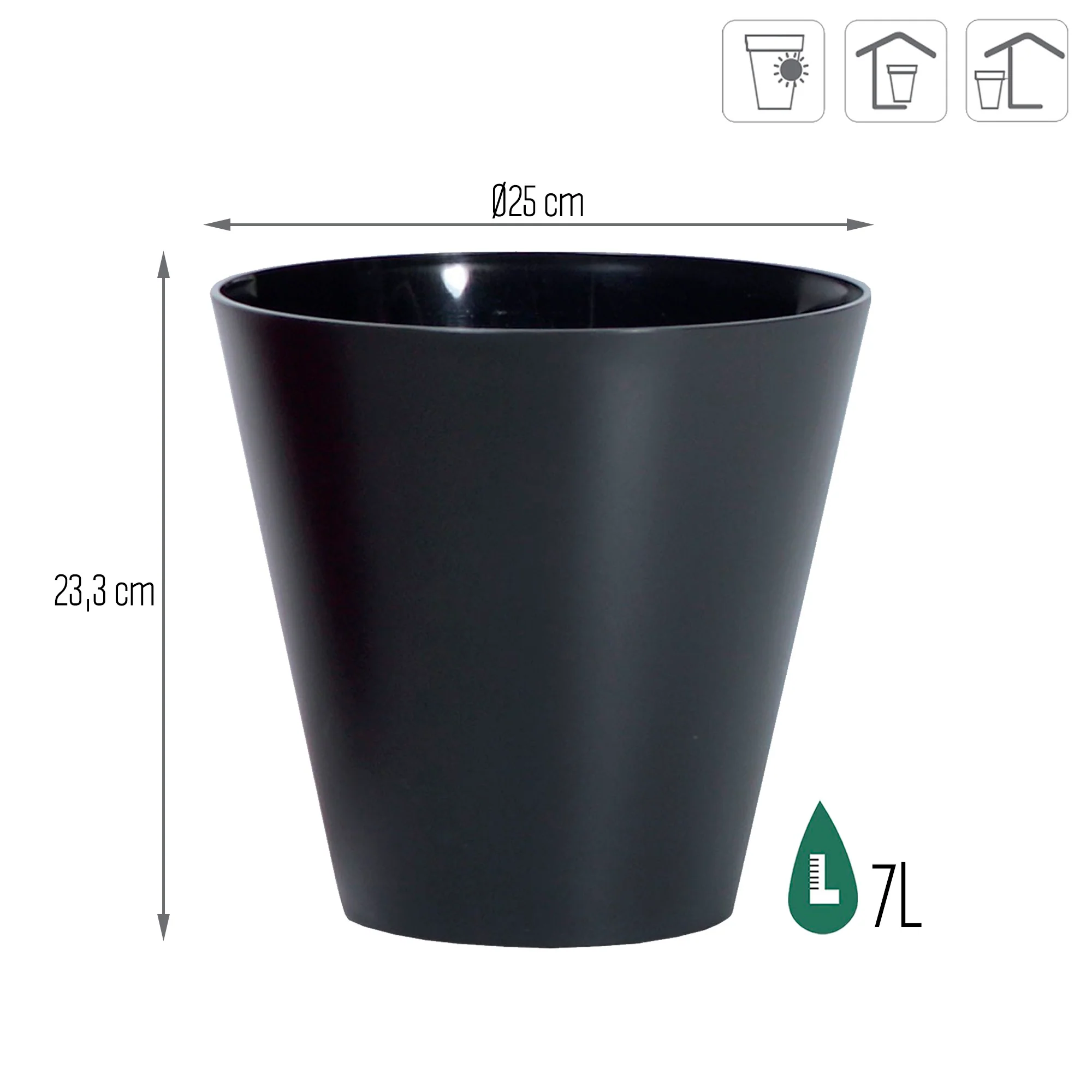 Maceta Tubus 7l., Dimensiones (mm) 250x250x233, Color Antracita - Image 3