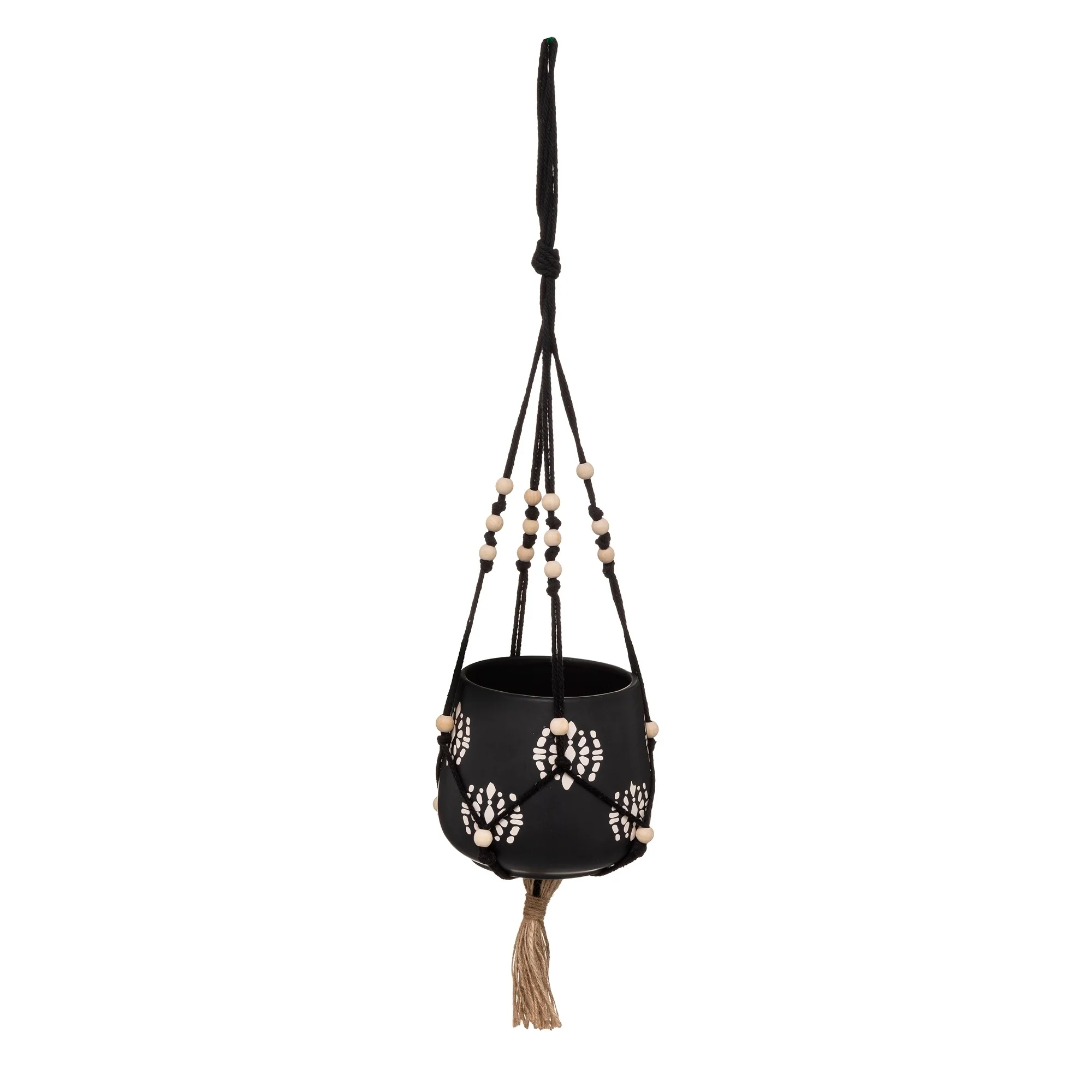 Macetero De Cerámica Tropic Lámpara De Techod14 X H55 Negro