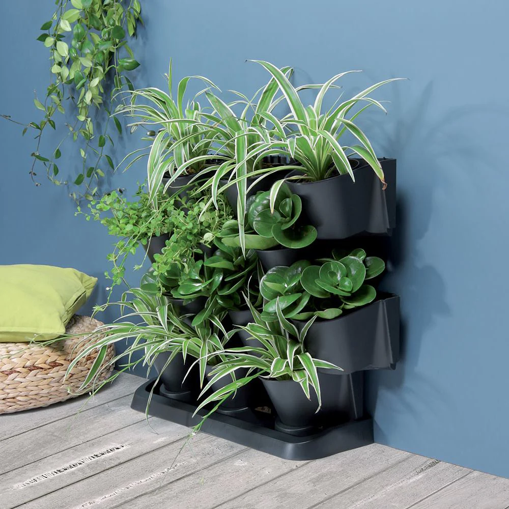 Macetero Vertical Prosperplast Cascade Garden De Plastico En Color Antracita 68,5 (largo) X 19 (ancho) X 54,6 (alto) Cm - Image 6