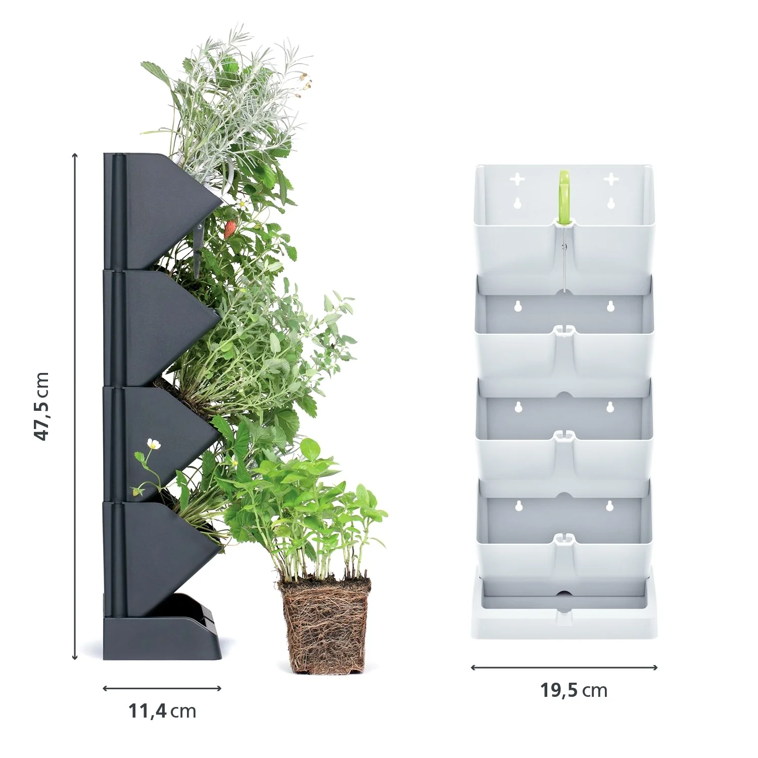 Macetero Vertical Prosperplast Mini Cascade De Plastico En Color Blanco 19,5 (largo) X 11,4 (ancho) X 47,5 (alto) Cm Con Tijeras De Jardin - Image 2
