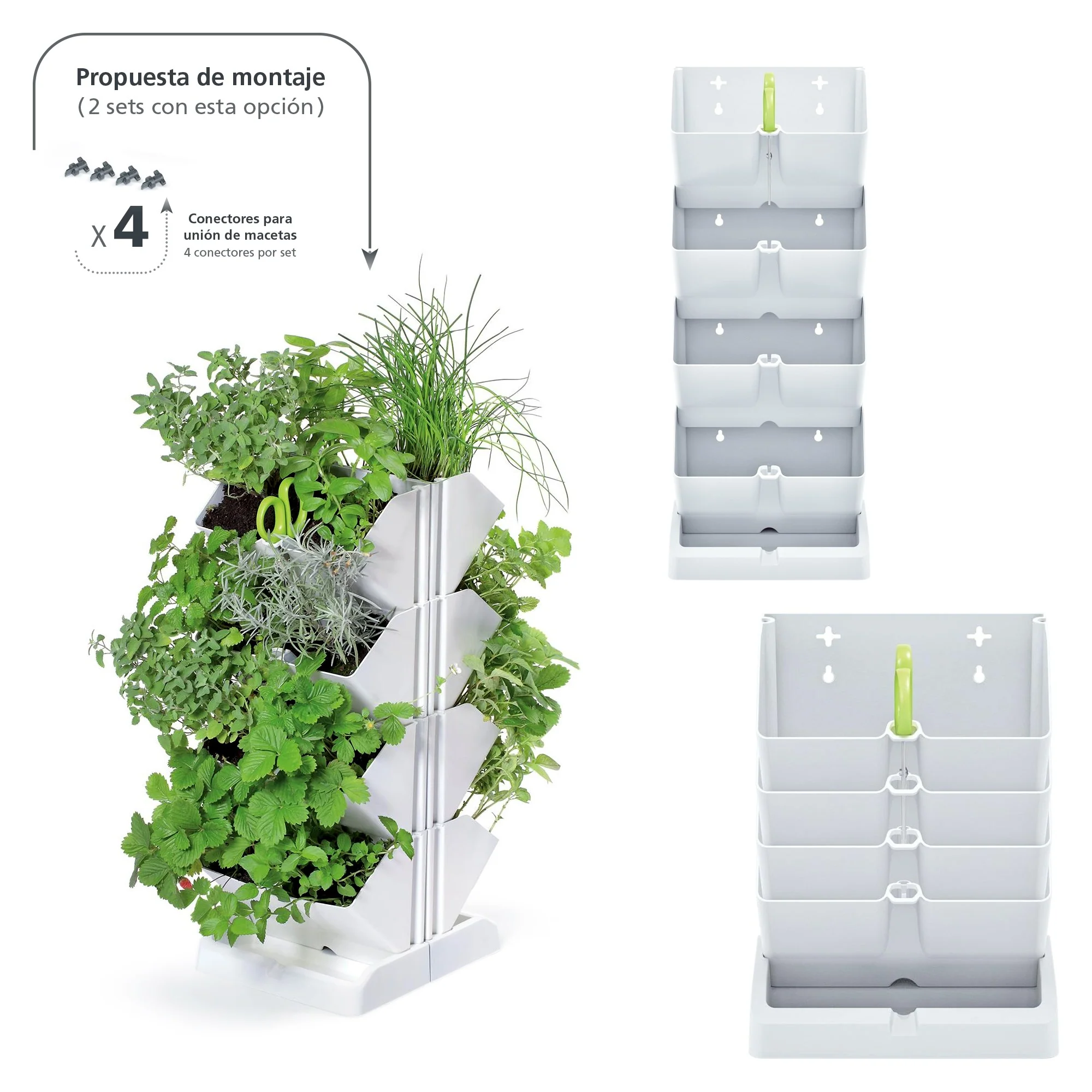 Macetero Vertical Prosperplast Mini Cascade De Plastico En Color Blanco 19,5 (largo) X 11,4 (ancho) X 47,5 (alto) Cm Con Tijeras De Jardin - Image 4