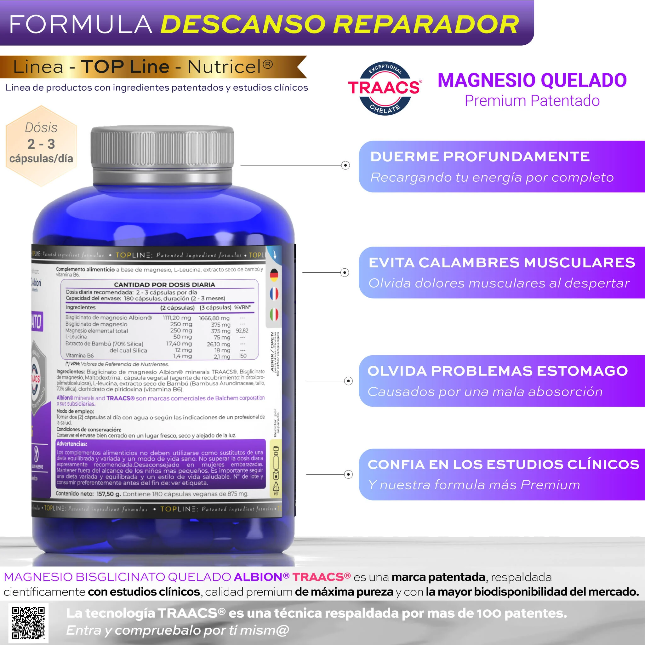 Magnesio Bisglicinato Albion® Traacs® + Vitamina B6 - Nutricel - Image 2