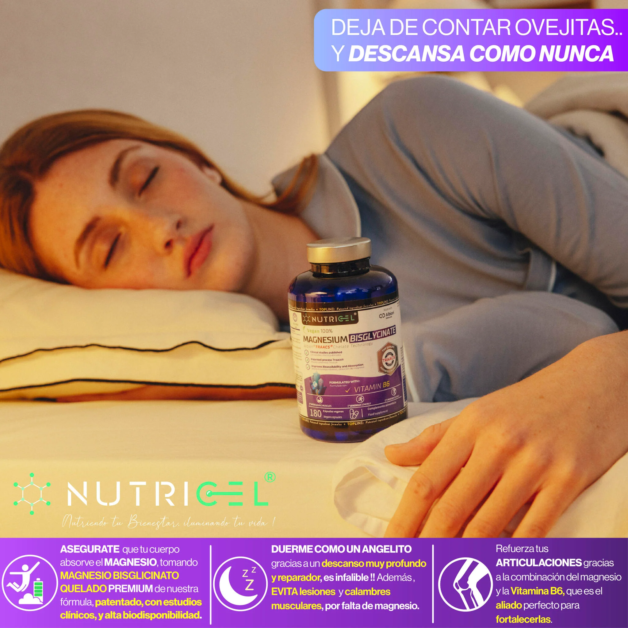 Magnesio Bisglicinato Albion® Traacs® + Vitamina B6 - Nutricel - Image 3