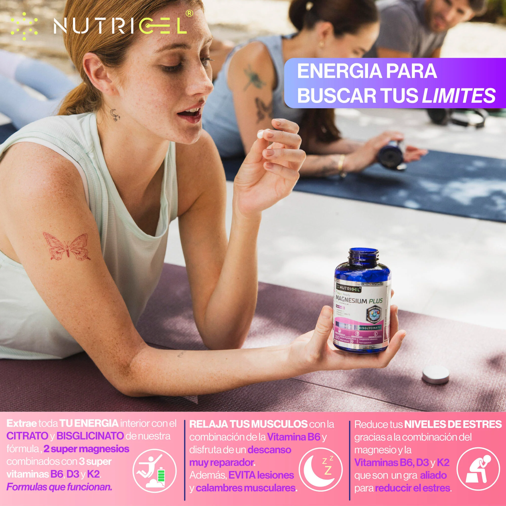 Magnesio Con Bisglicinato Y Citrato + Vitamina D3 Y K2 - 180 Cápsulas - Nutricel - Image 2