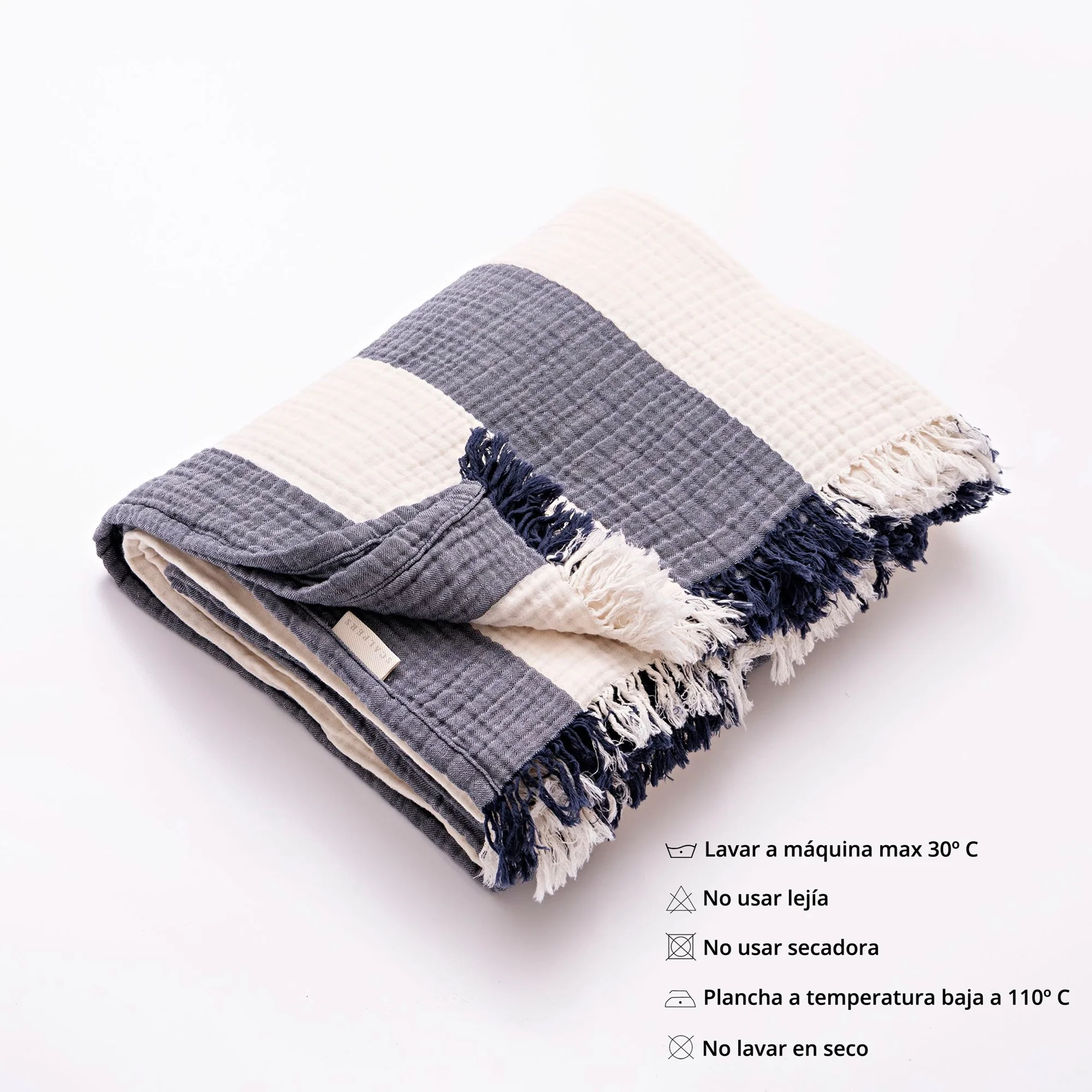 Manta Rayas 140x190cm 100% Algodón 240gsm Navy Mediterranean Scalpers Home - Image 4