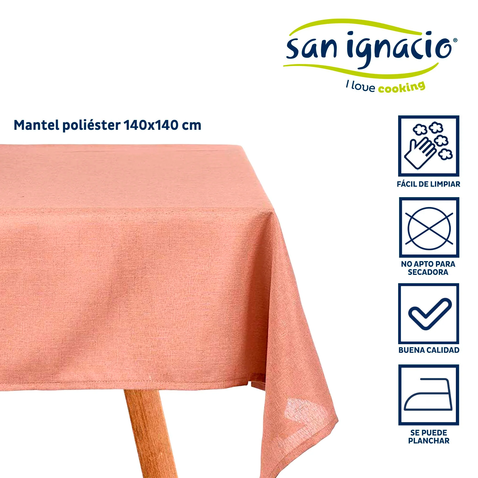 Mantel Poliester 140x140cm Rosa Palo Colección Kinvara - Image 2
