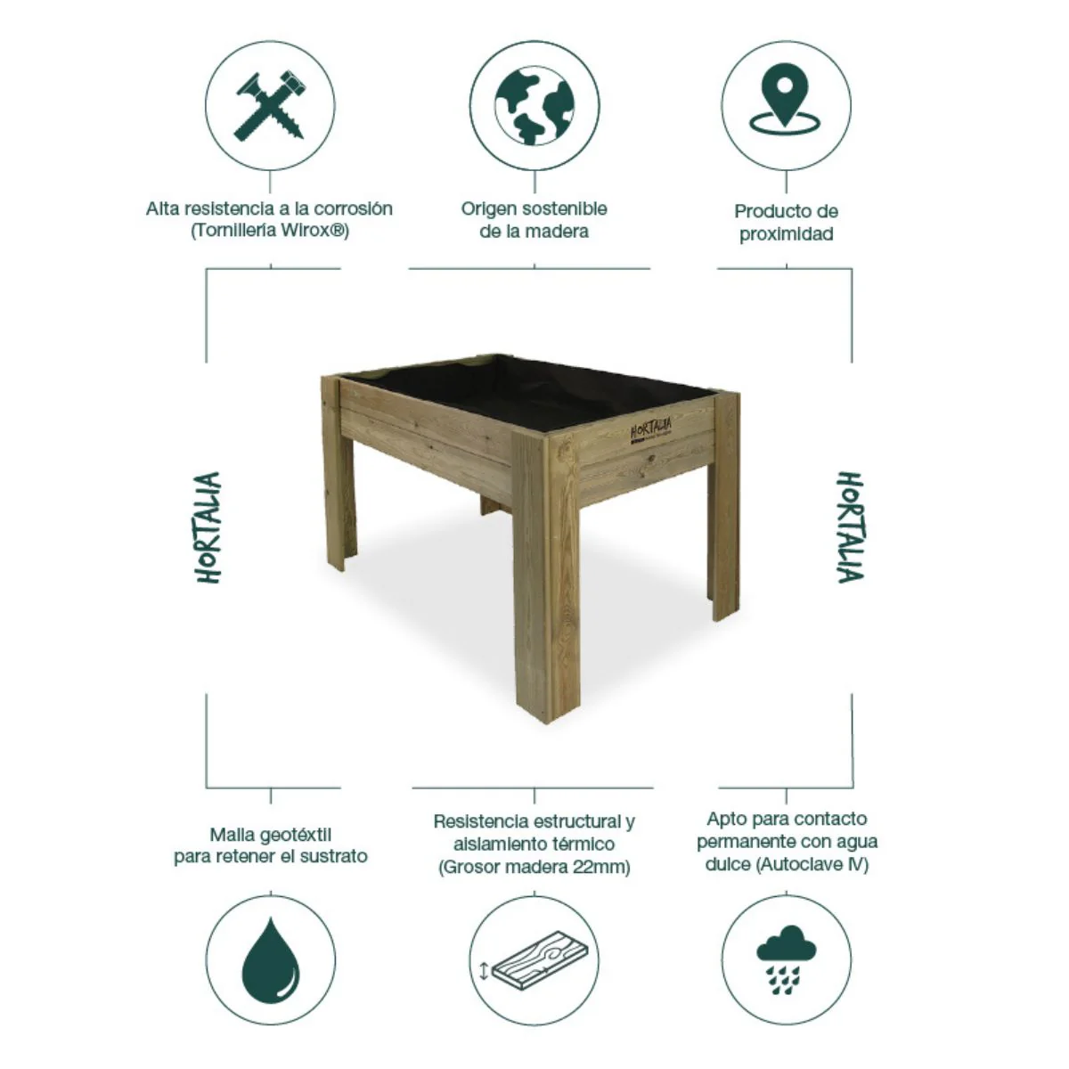 Mesa de cultivo Gardenbrico L80 Hortalia 120 x 80 x 80 cm - Image 5