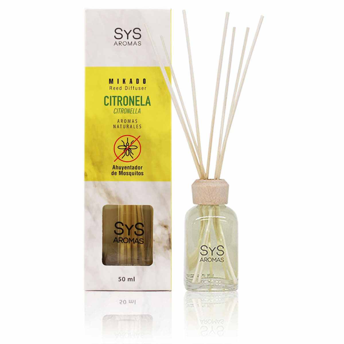Mikado Citronela 50 Ml | Aroma Natural Repelente Antimosquitos | Ambiente Fresco Y Protegido | Sys Aromas
