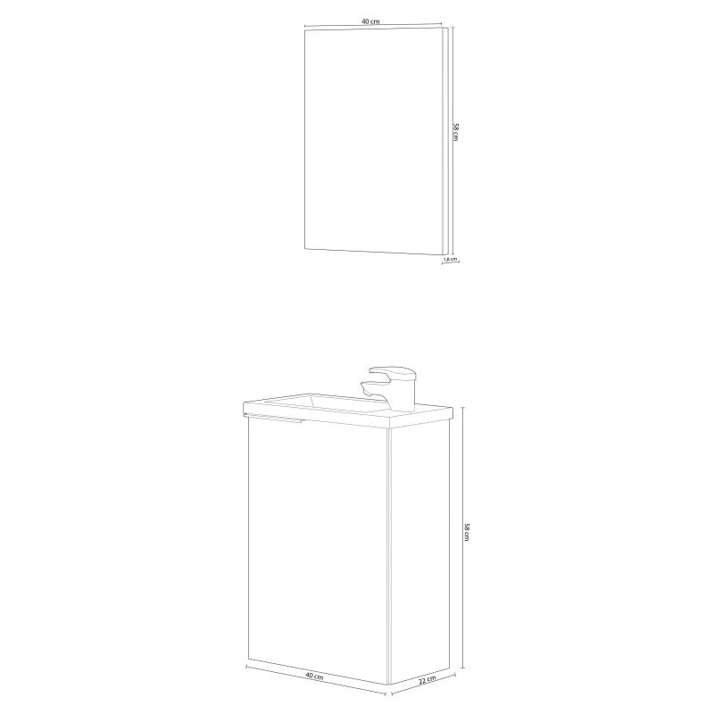 Mueble Compact 1 Puerta 1 Espejo Ancho 40 - Image 4