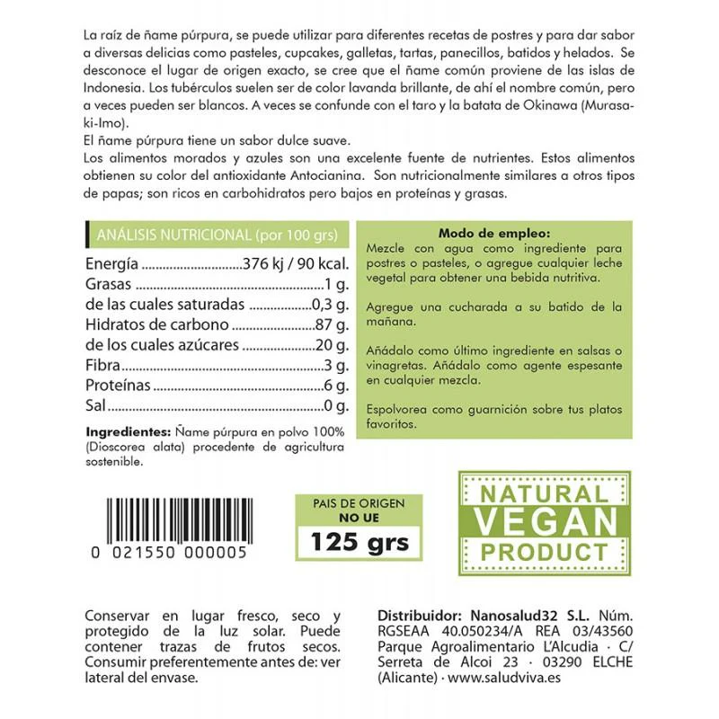 Ñame morado Salud Viva 125 g - Image 2