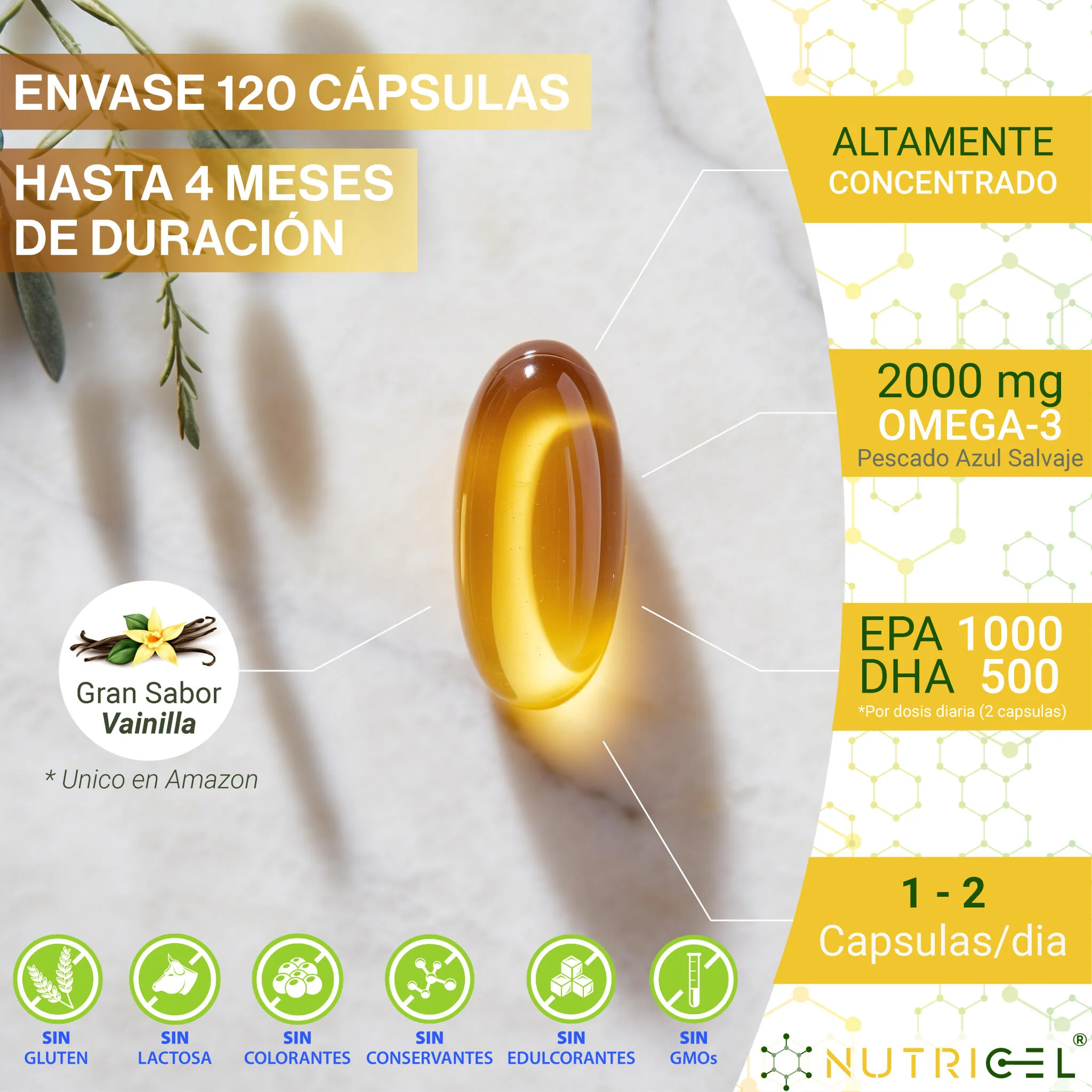 Omega 3 Epa 1000mg Dha 500mg 120 Perlas - Nutricel - Image 4