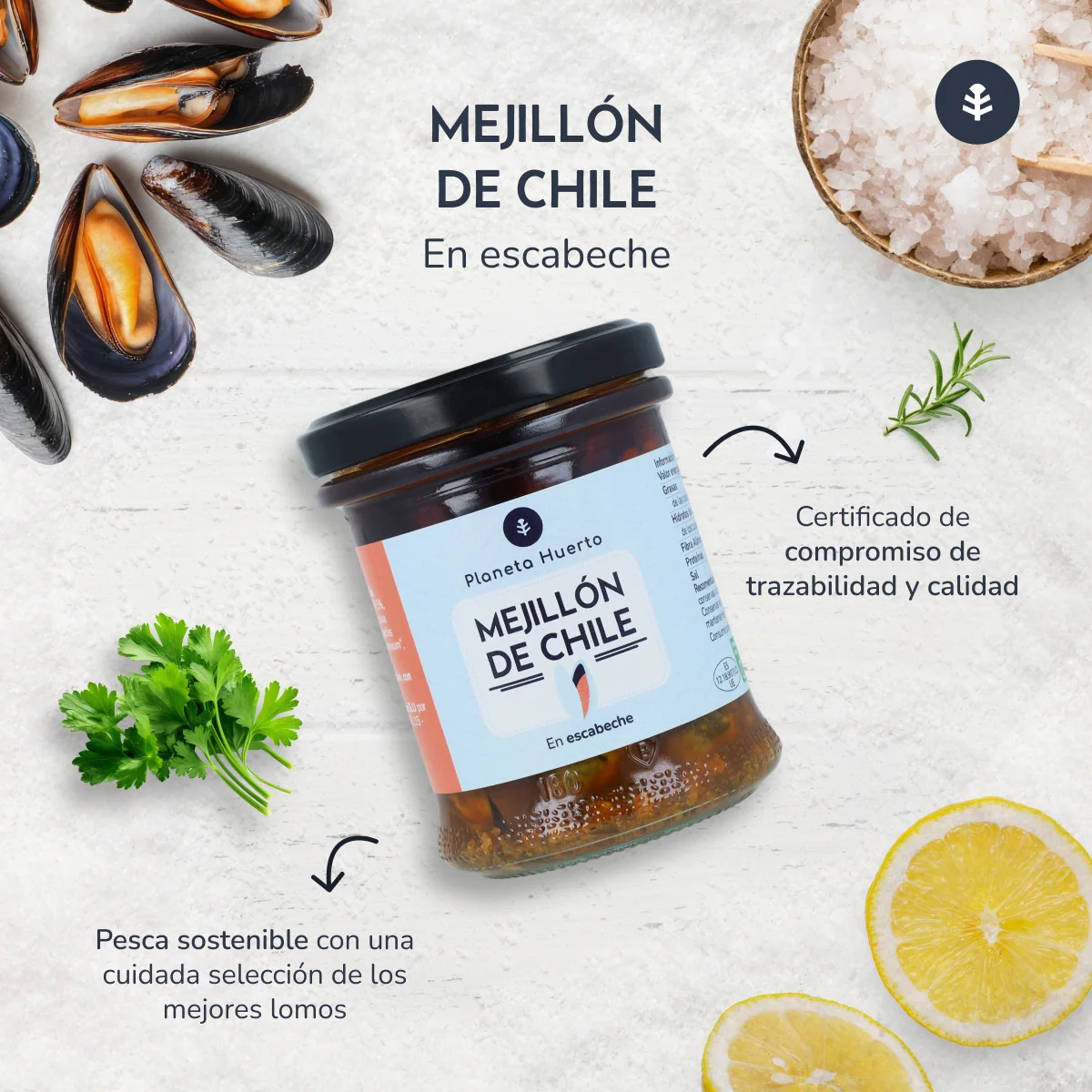 Pack 12x Mejillón de chile en escabeche Planeta Huerto 165 g - Image 4