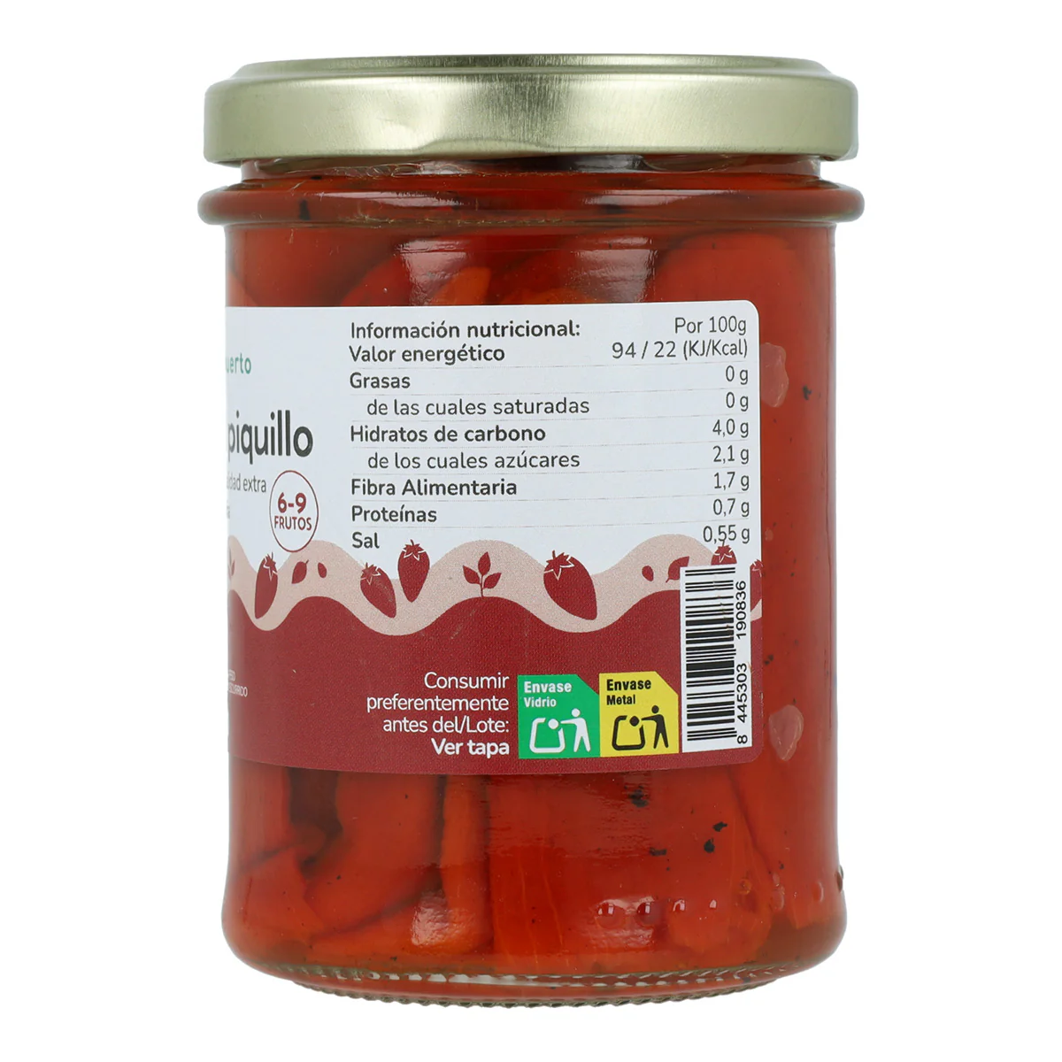 Pack 12x Pimiento piquillo entero ECO Planeta Huerto 185g - Image 2
