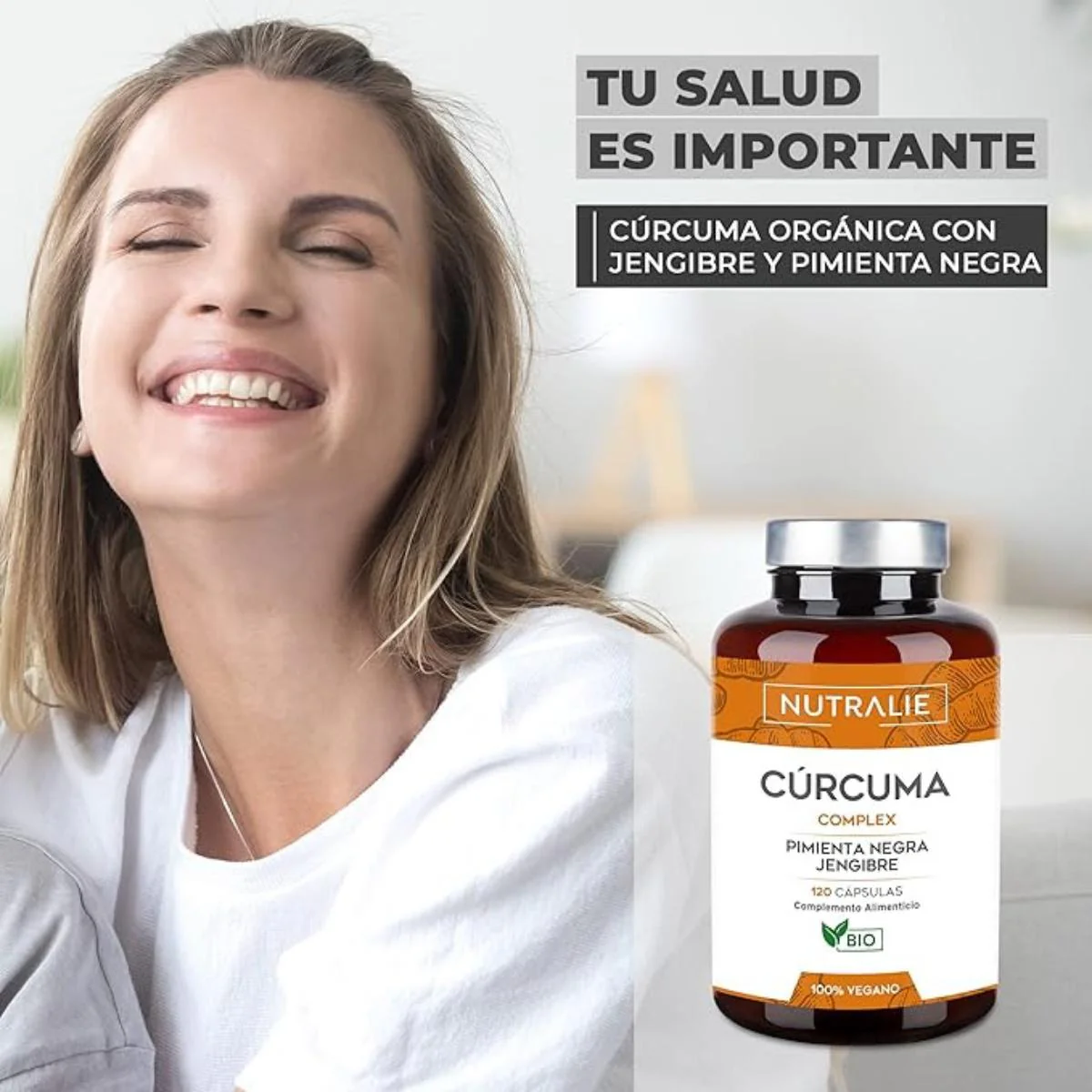 Pack 2 x Nutralie Cúrcuma Complex + Jengibre y Pimienta Negra Orgánica 120 cápsulas - Image 4