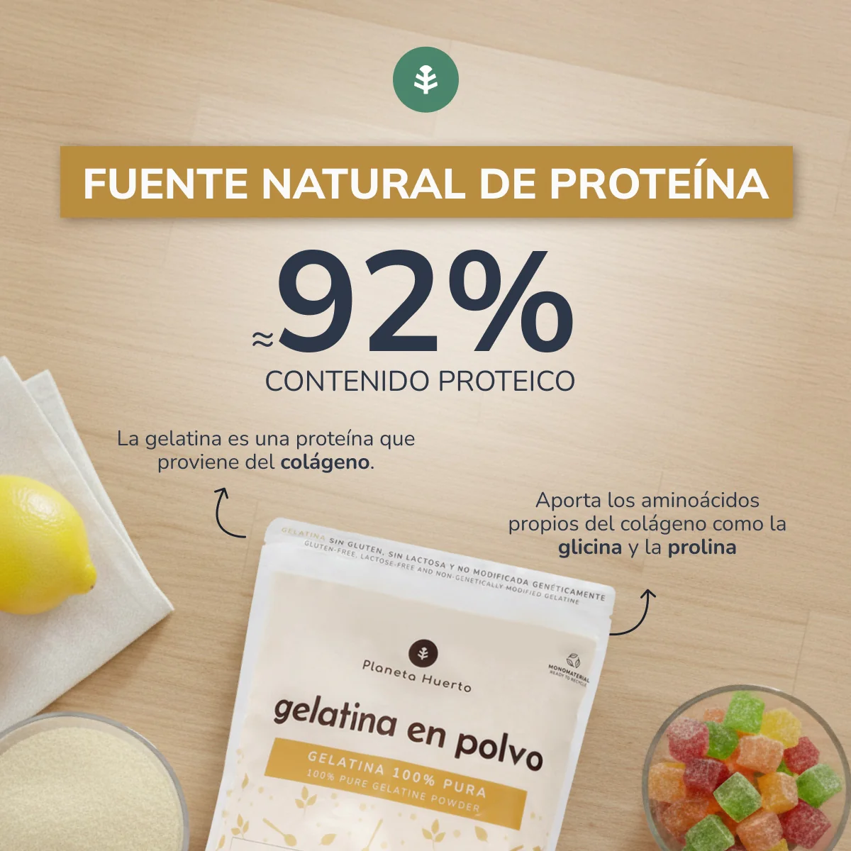 Pack 2x Gelatina neutra en polvo fuente de colágeno Planeta Huerto 1 Kg - Image 4