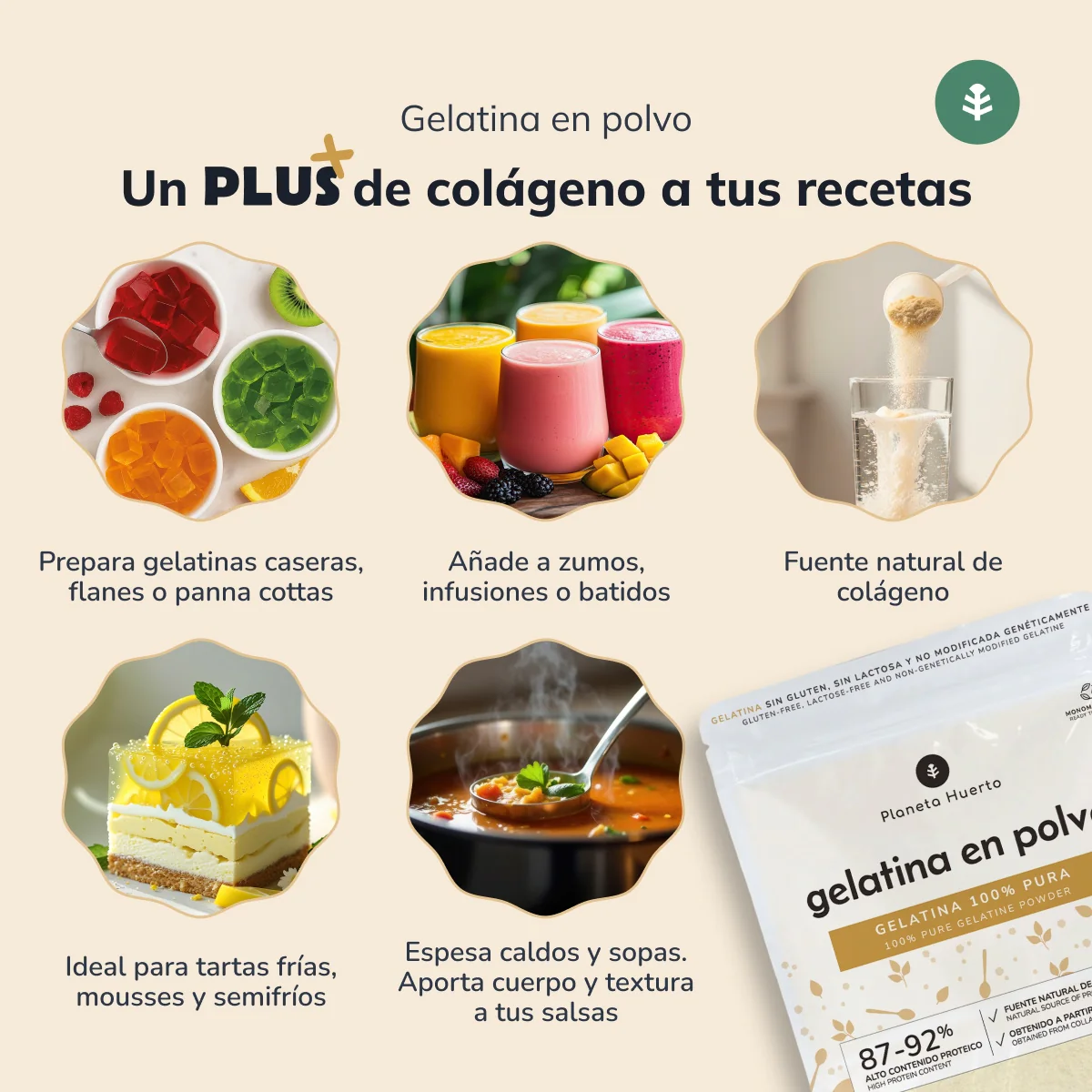Pack 2x Gelatina neutra en polvo fuente de colágeno Planeta Huerto 1 Kg - Image 5