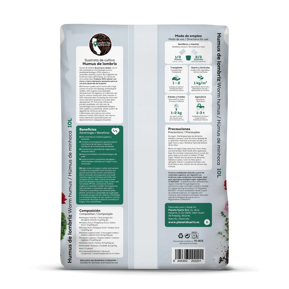 Pack 2x Humus de Lombriz 100% Natural Planeta Huerto 10 L - Image 3