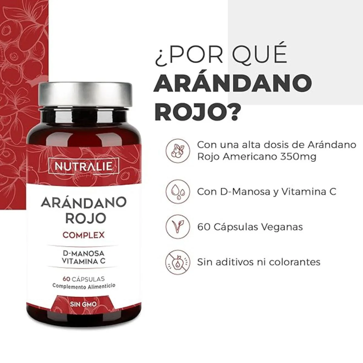 Pack 2x Nutralie Arándano Rojo Americano + Vitamina C y D-Manosa 60 Cápsulas - Image 2