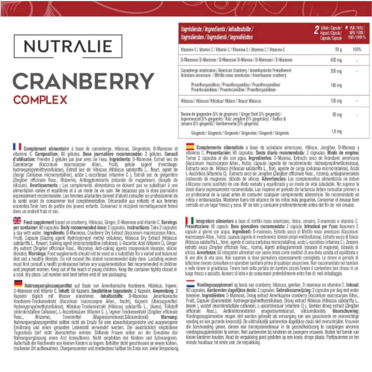 Pack 2x Nutralie Arándano Rojo Americano + Vitamina C y D-Manosa 60 Cápsulas - Image 4