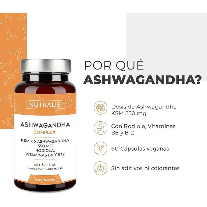 Pack 2x Nutralie Ashwagandha con vitamina B6 y B12, 60 Cápsulas - Image 2