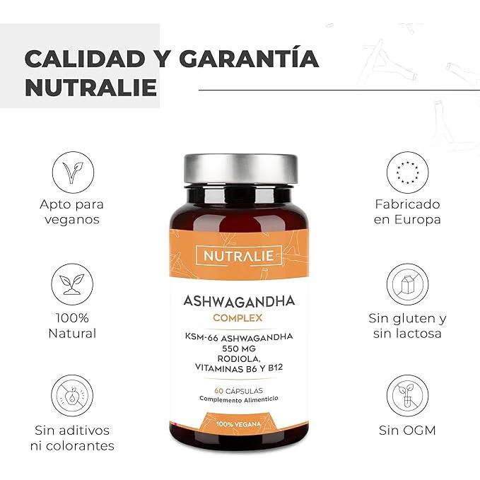 Pack 2x Nutralie Ashwagandha con vitamina B6 y B12, 60 Cápsulas - Image 3