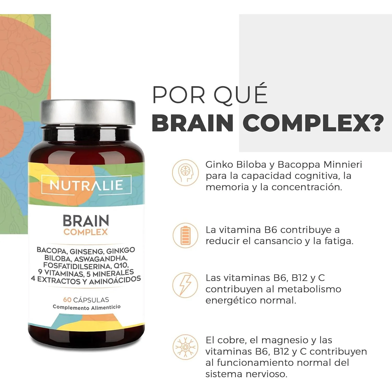 Pack 2x Nutralie Brain Complex Nootrópico con Agilidad Mental 60 Cápsulas - Image 2